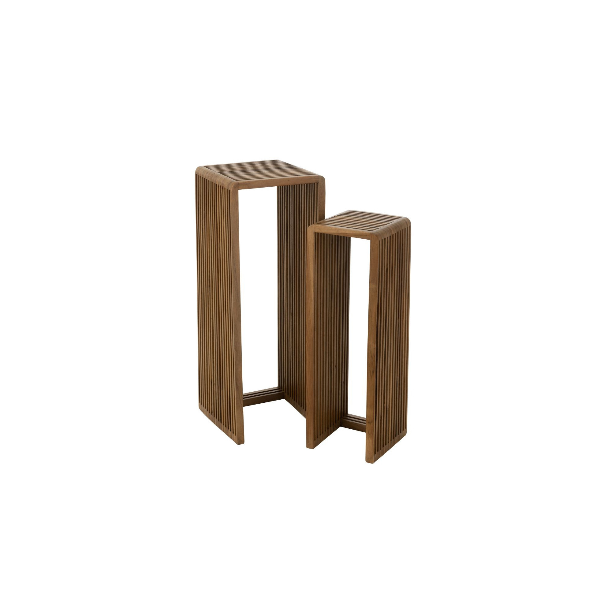 Set de 2 sellettes gigognes carrées en teck recyclé l34 marron