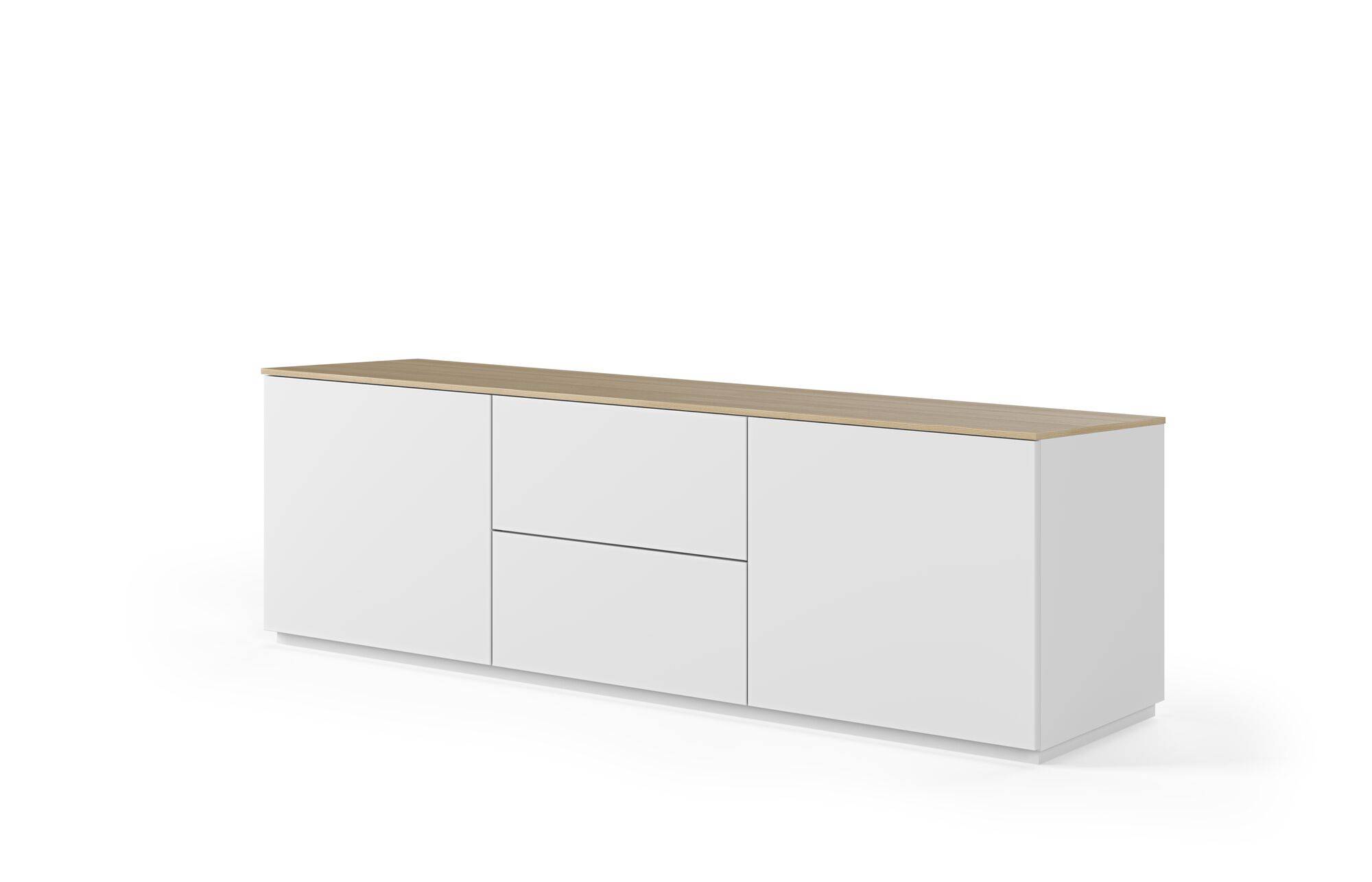 Meuble tv effet bois clair et blanc L180