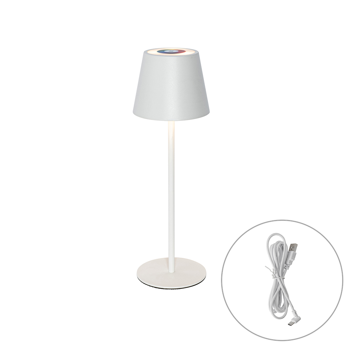 Lampe de table blanche LED dimmable RGB rechargeable IP54