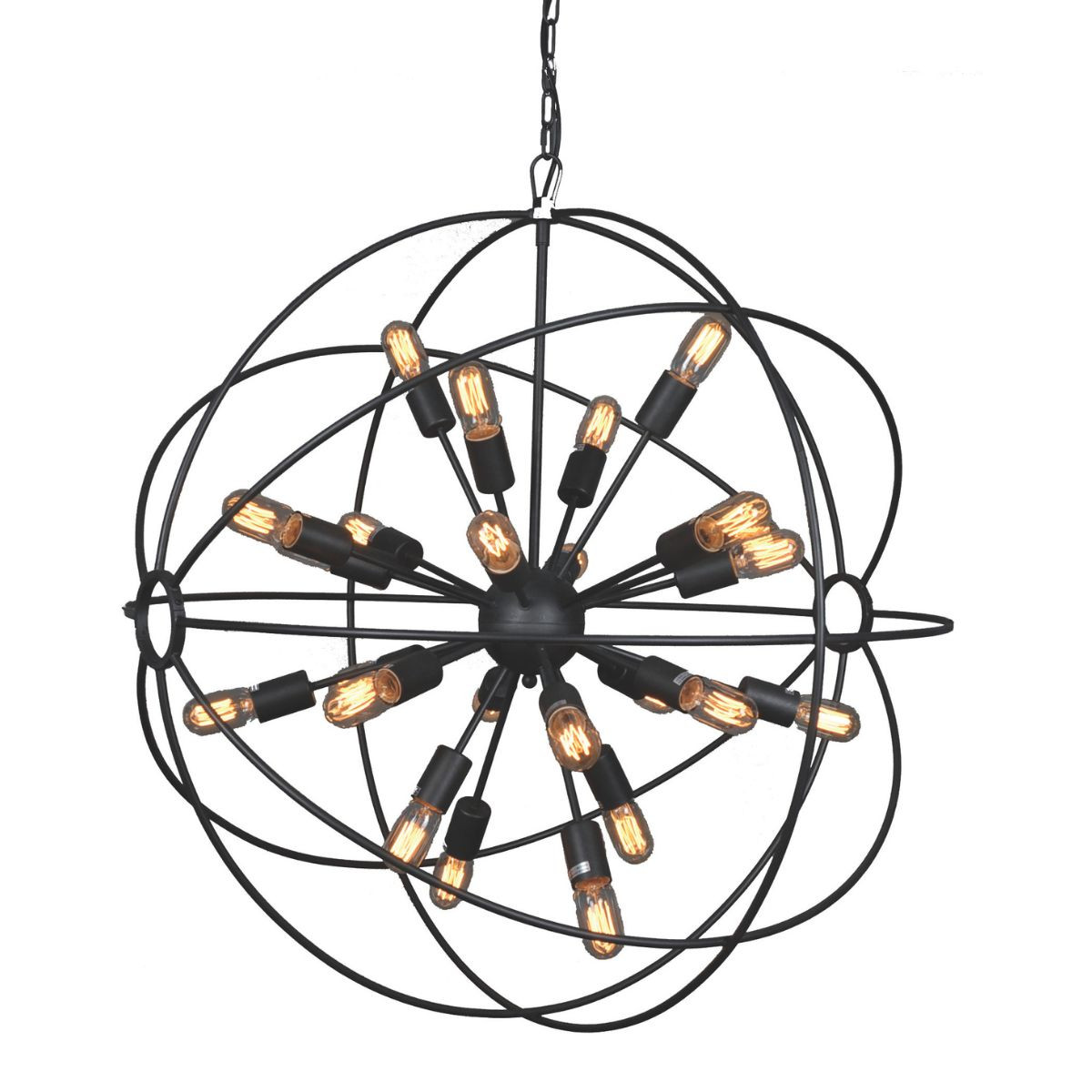 Lustre rond en métal gris D70 cm