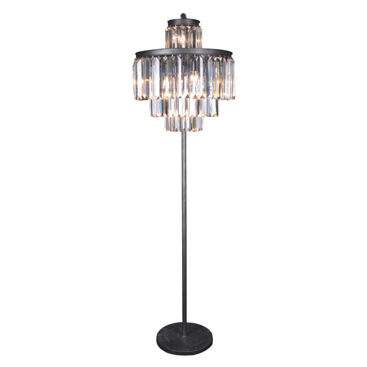 Lampadaire verre et métal galvanisé gris – H170 cm