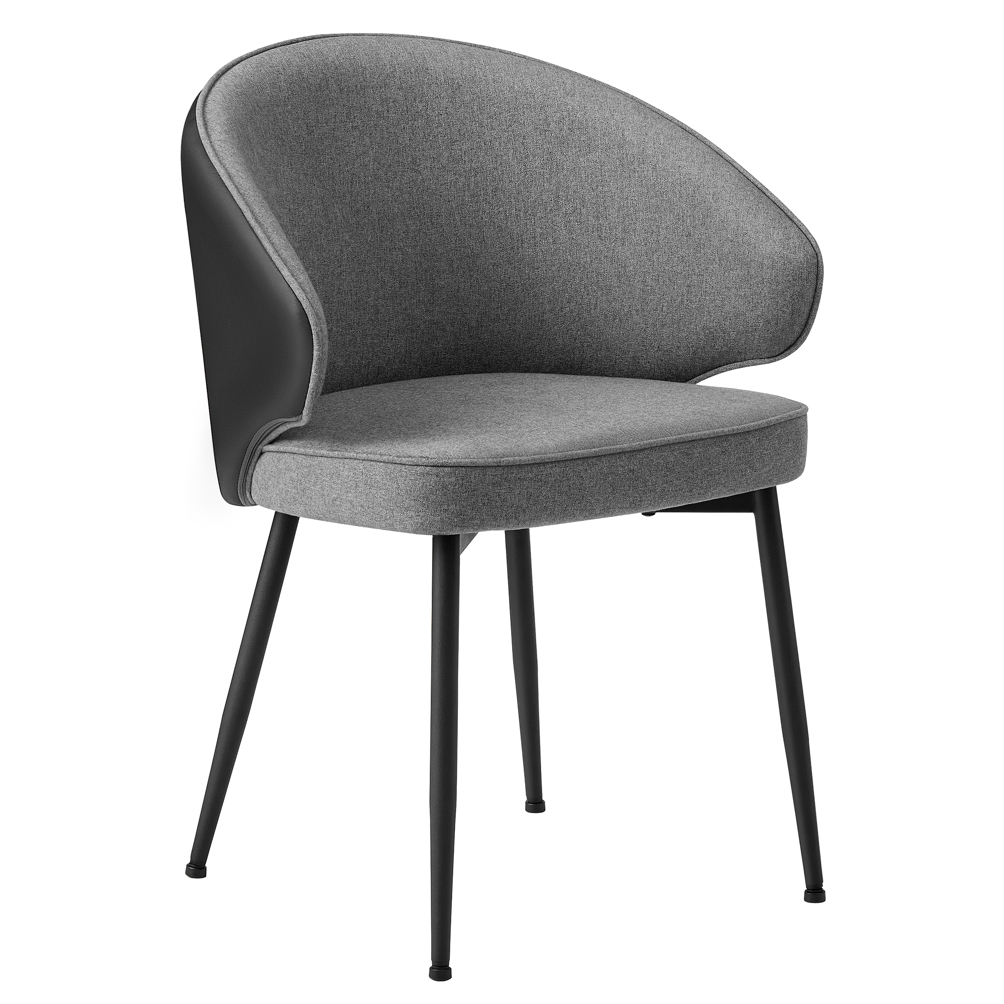 Chaise de cuisine acier tissu coton-lin gris foncé