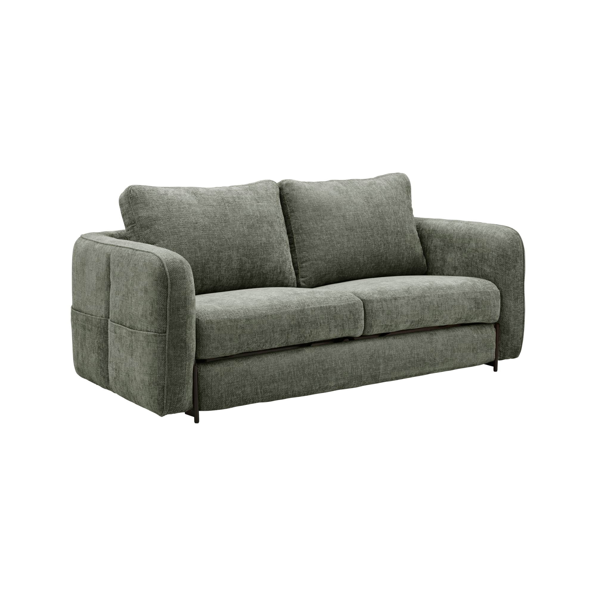 Canapé convertible en tissu Vert 3 places