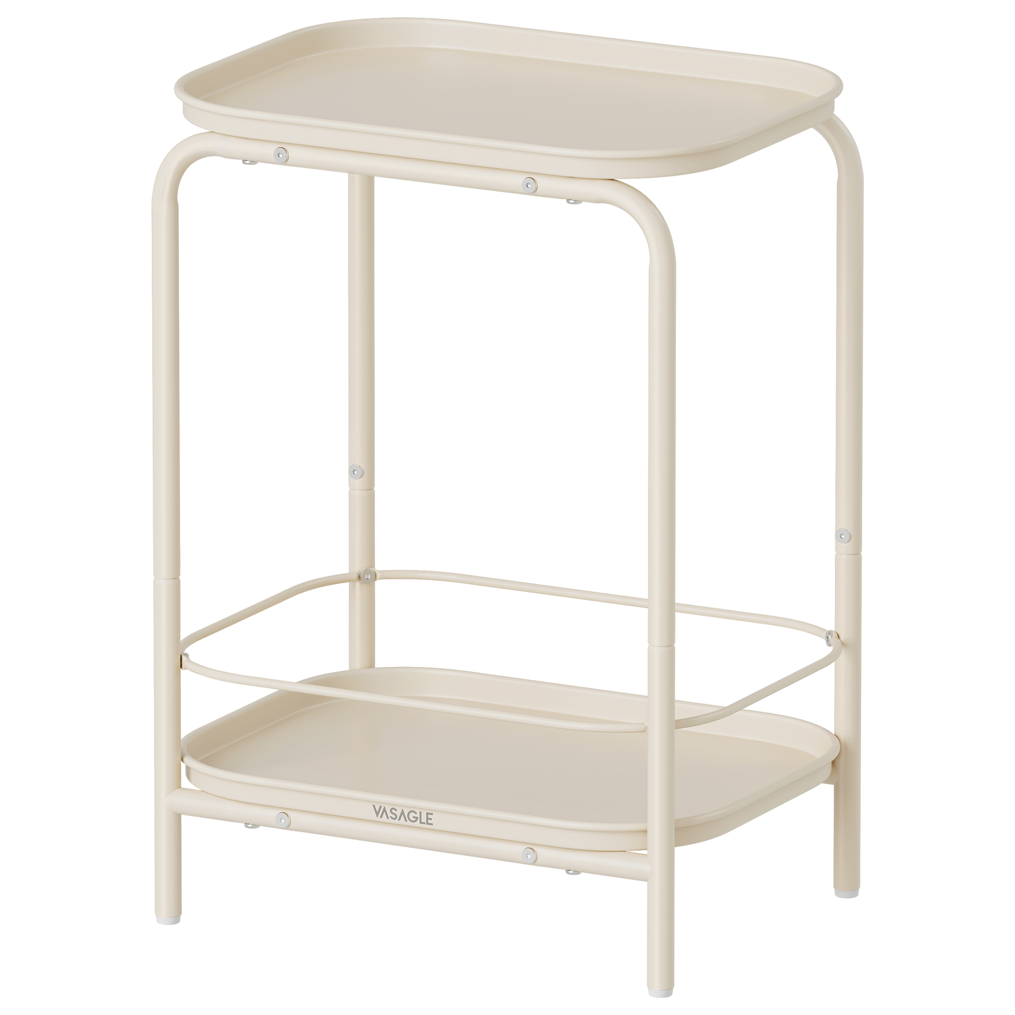 Table d’appoint à 2 niveaux avec plateau blanc crème