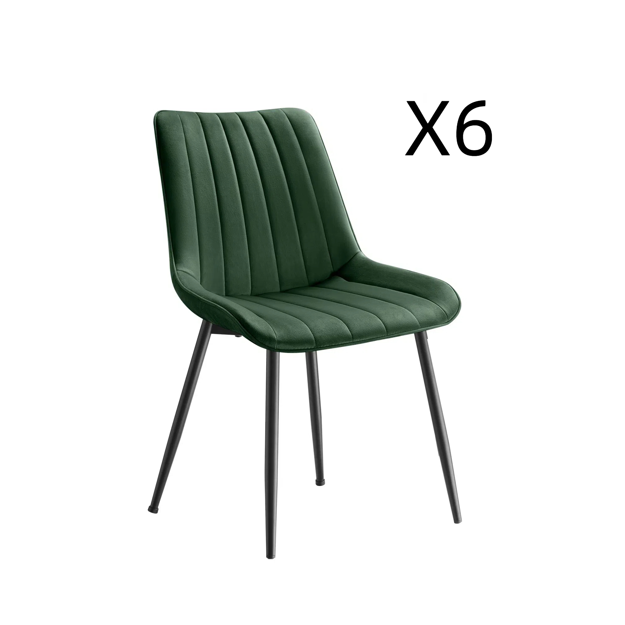 Lot de 6 chaises de salle à manger dossier ergonomique vert et noir