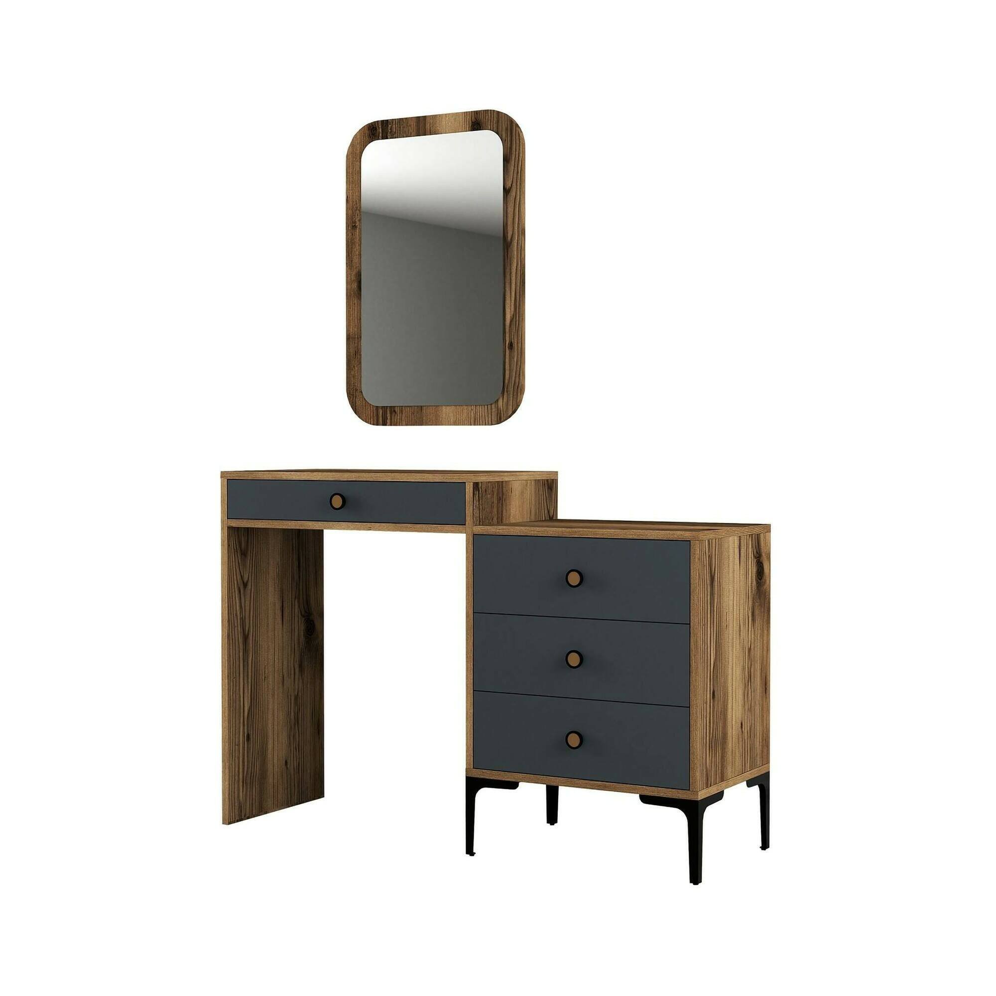 Console effet bois beige, anthracite 124×40  cm