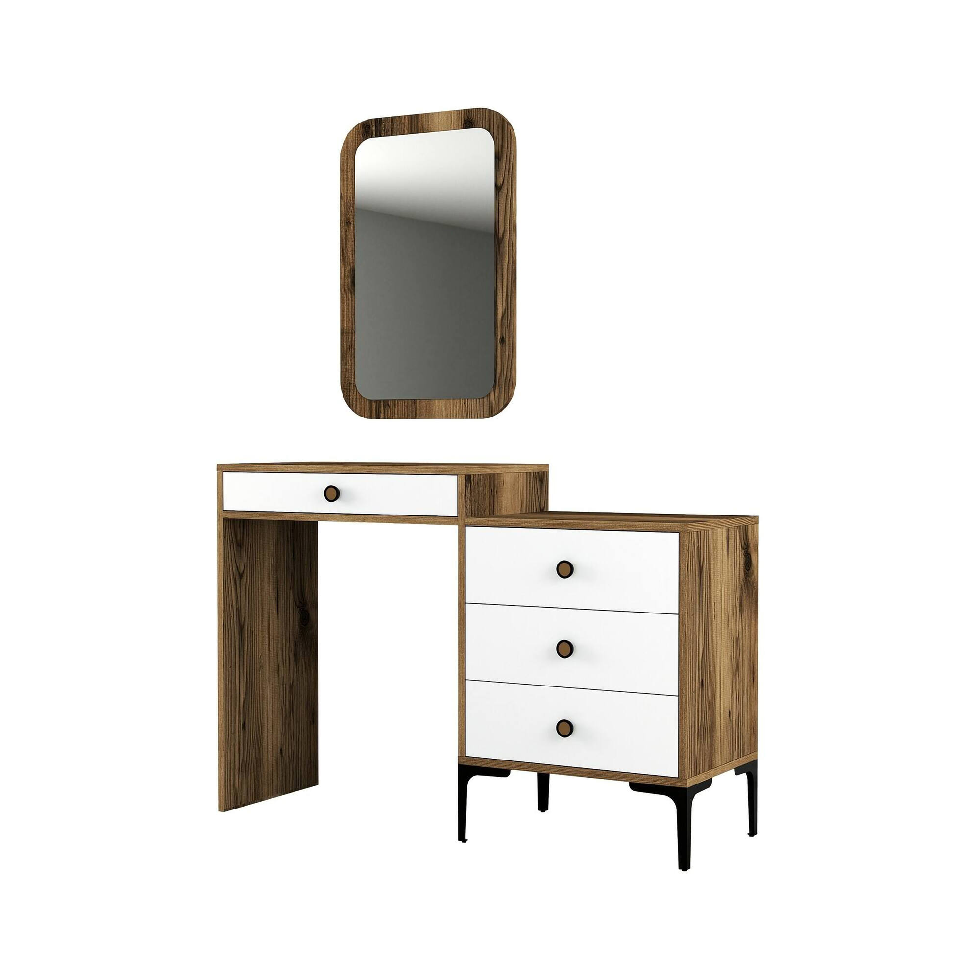Console effet bois beige, blanc 124×40  cm