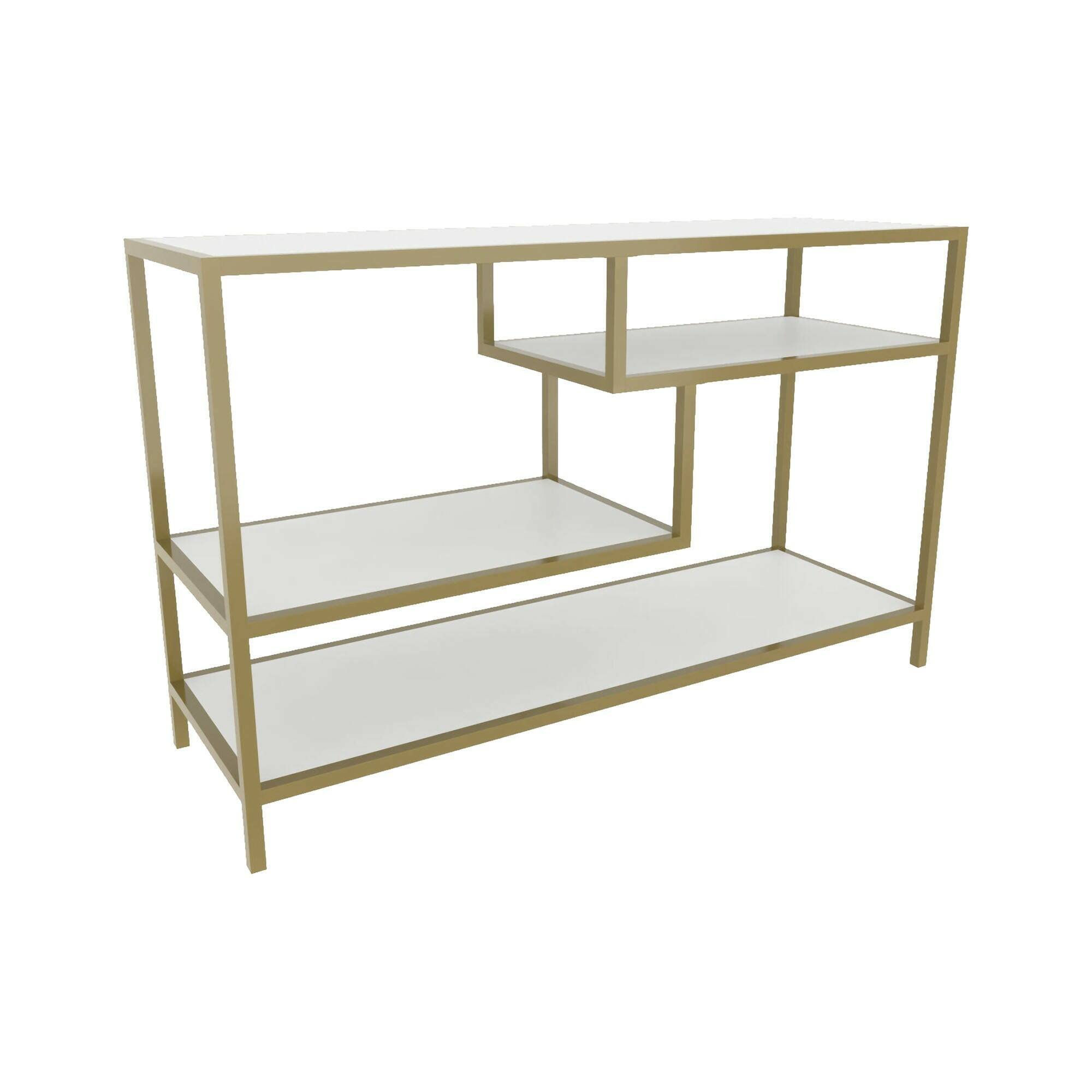 Meuble TV effet bois or blanc 120×39  cm