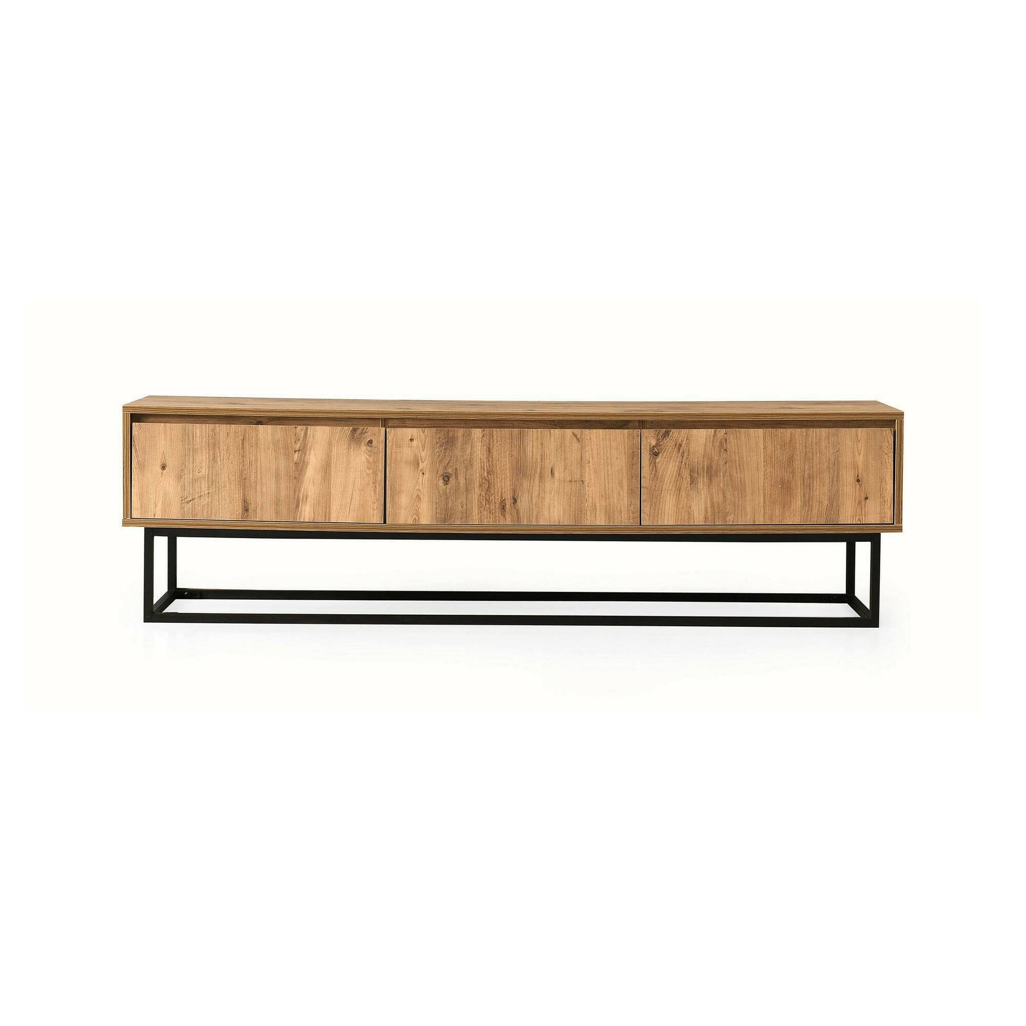 Meuble TV effet bois beige, noir 180×40  cm