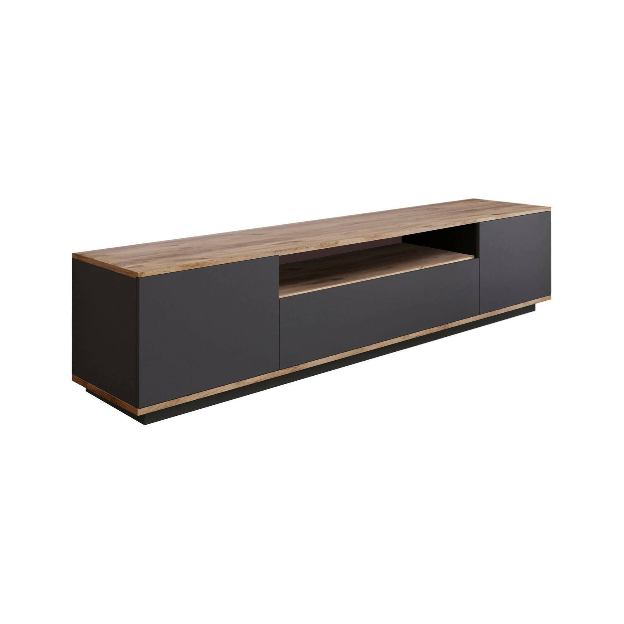 Meuble TV effet bois beige, anthracite 180×45  cm