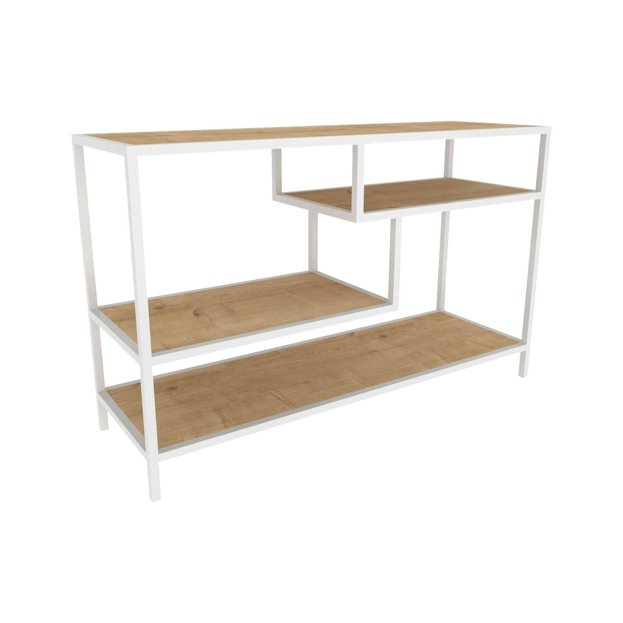 Meuble TV effet bois beige blanc 120×39  cm