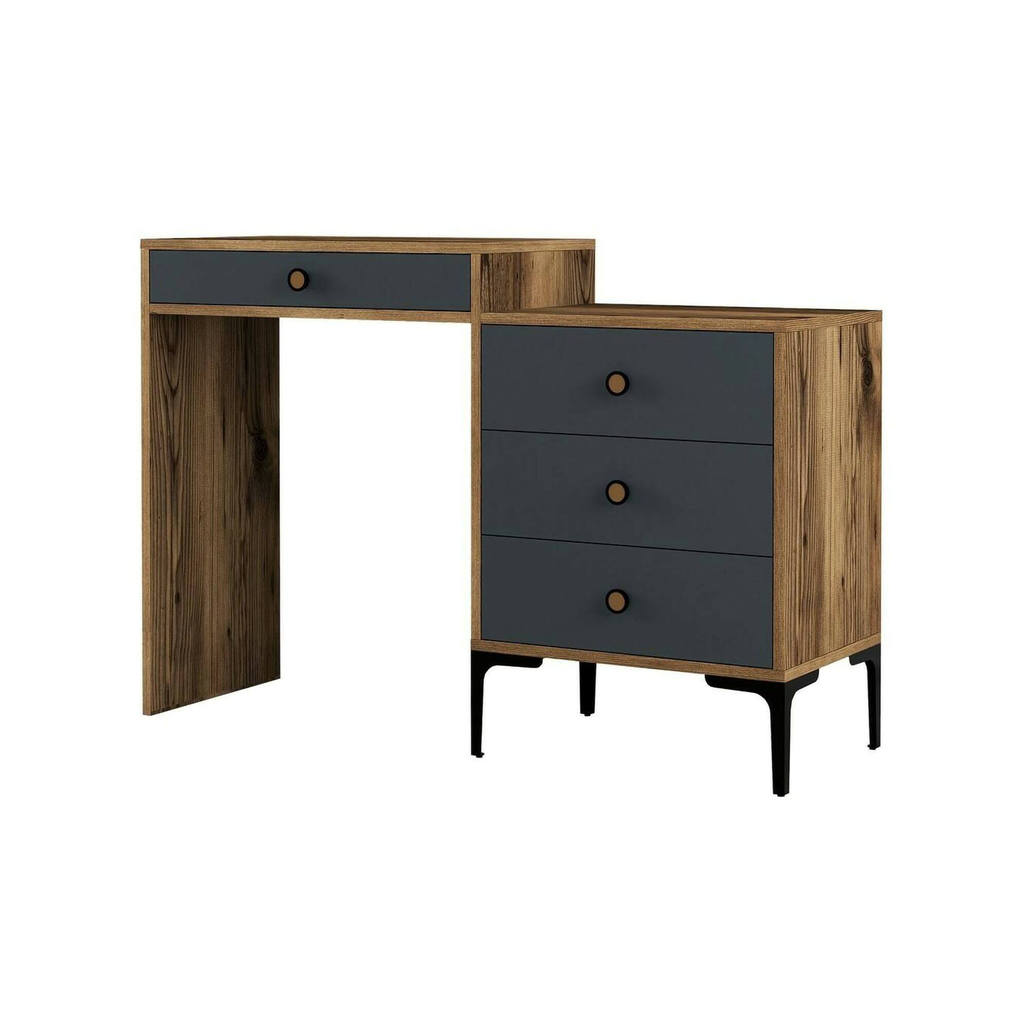 Console effet bois beige, anthracite 124×40  cm