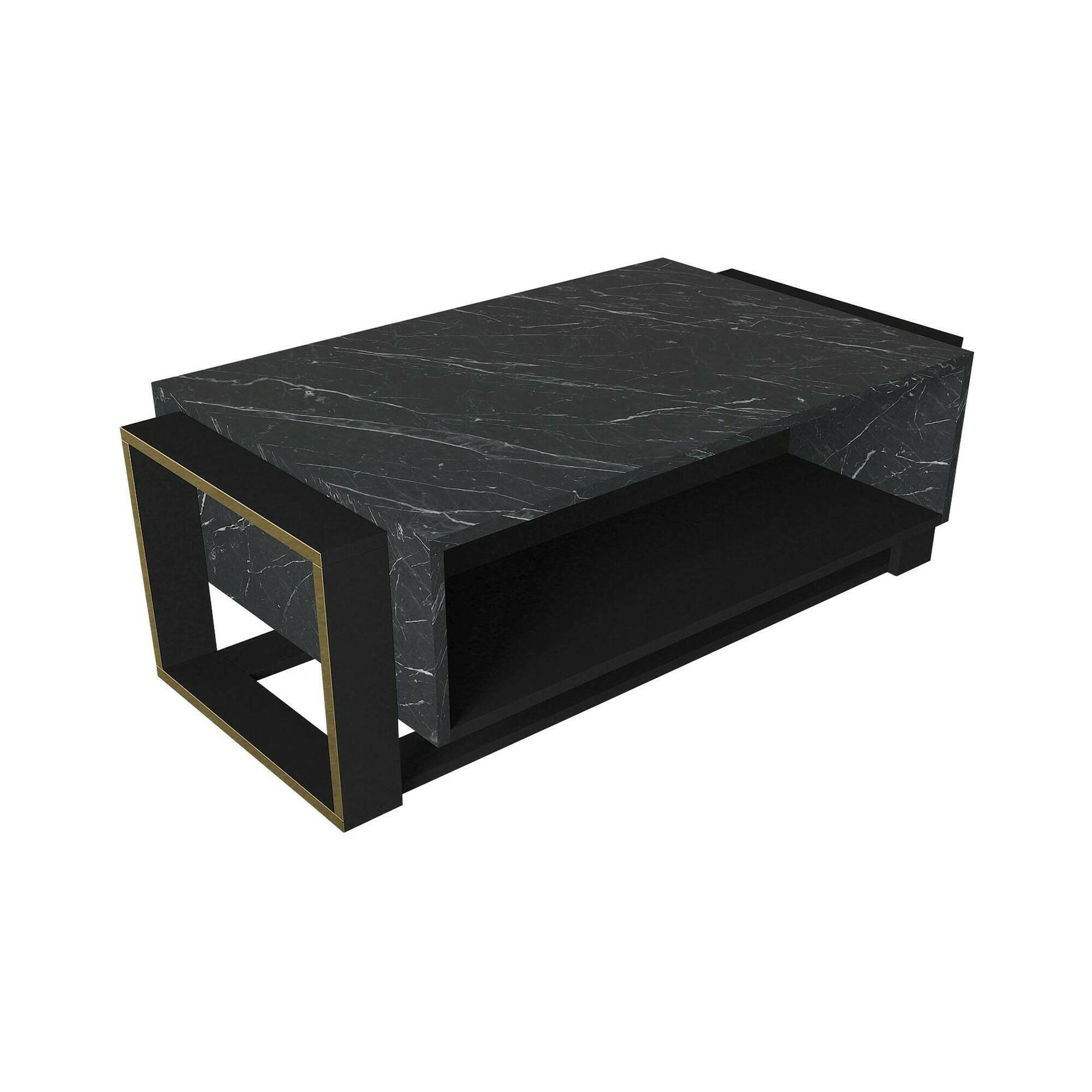 Table basse effet bois or noir 106×60  cm