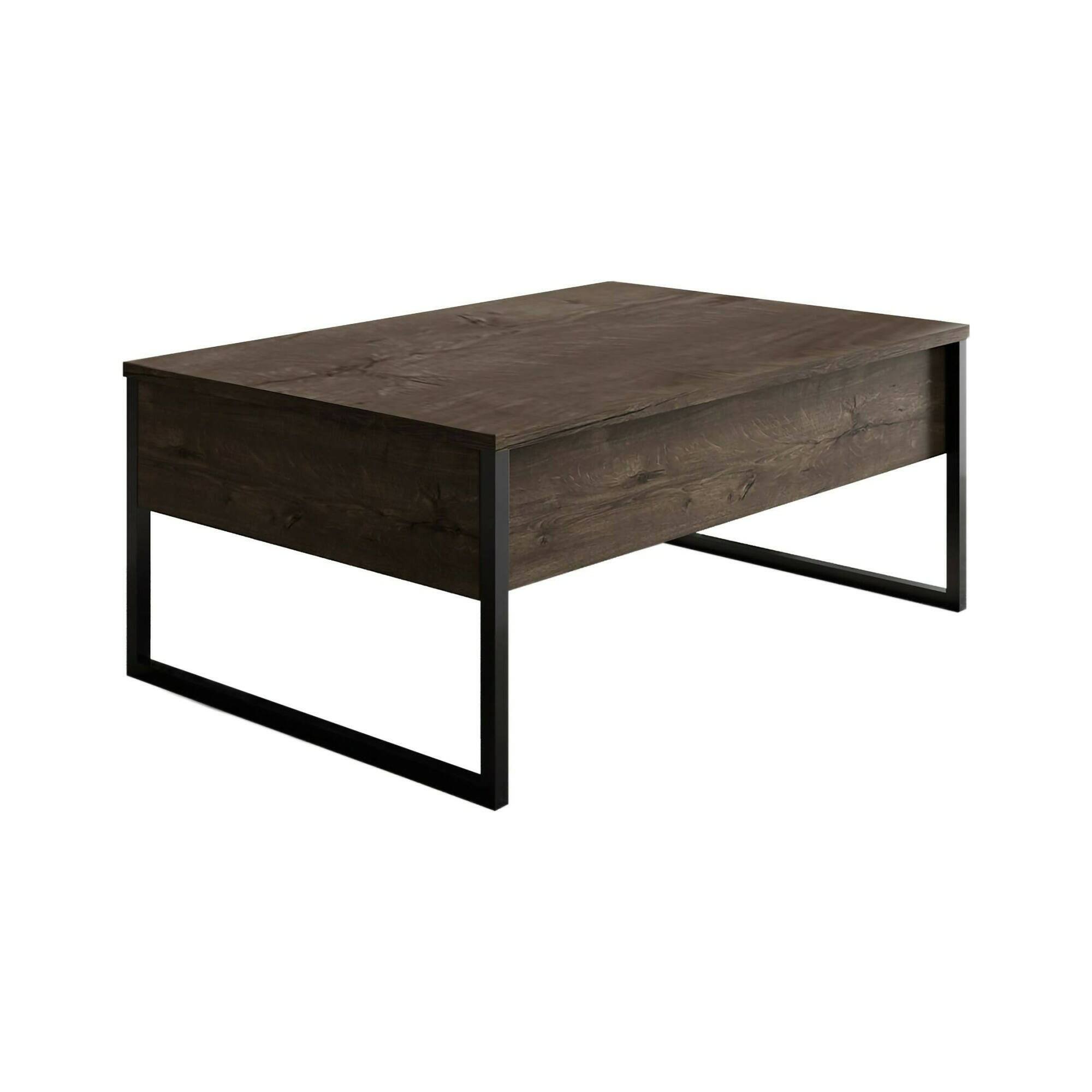 Table basse effet bois beige, noir 90×60 cm