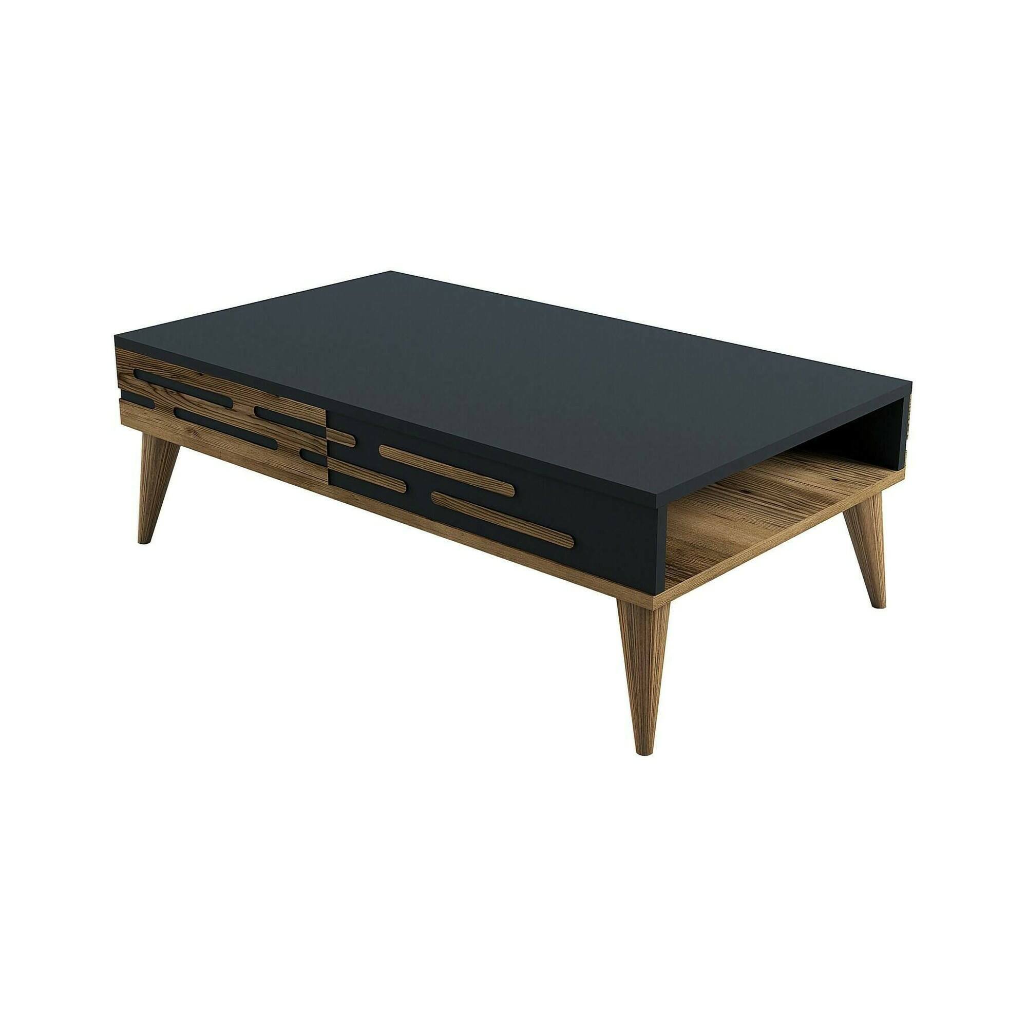 Table basse effet bois beige, anthracite 105×35 cm
