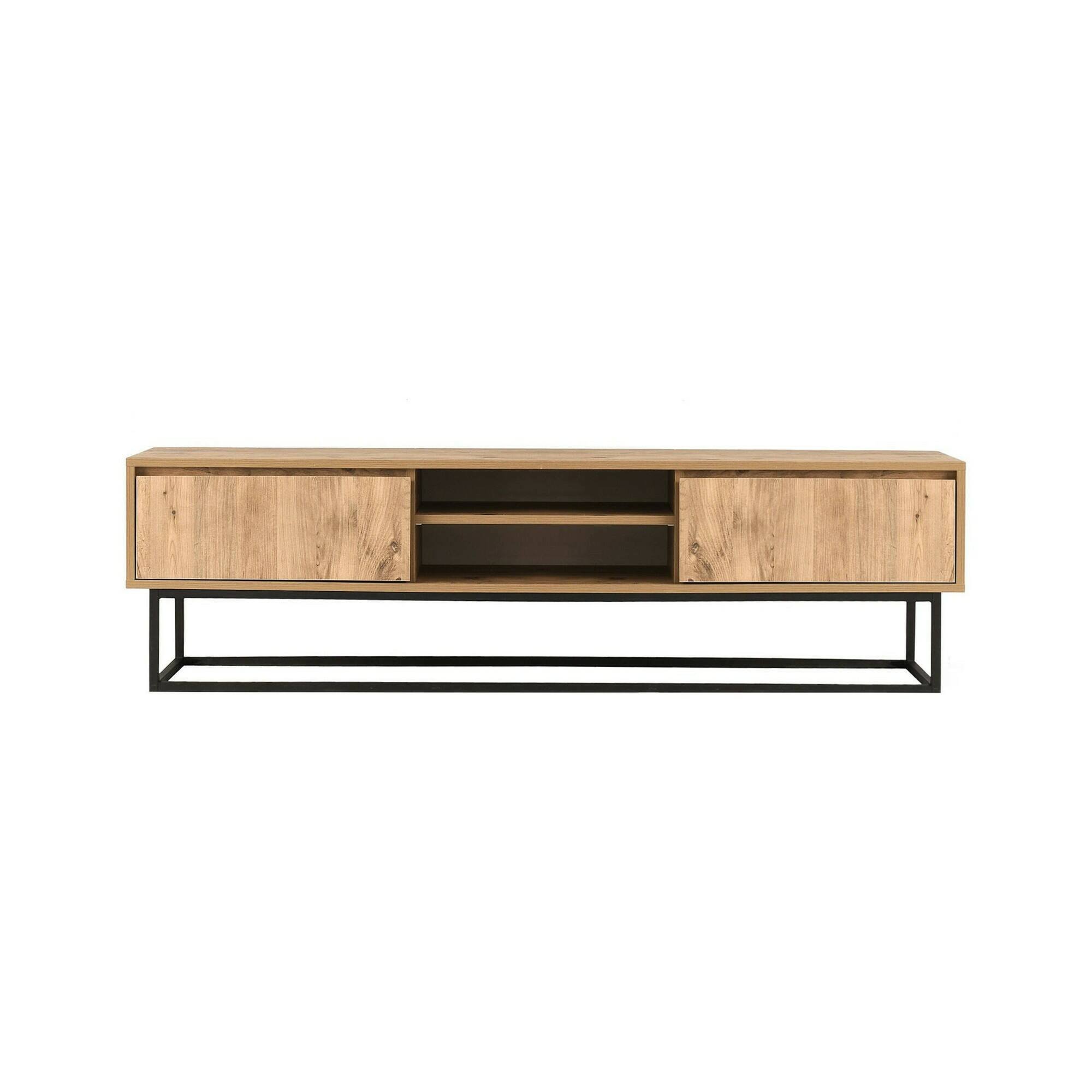 Meuble TV effet bois noir, beige 140×40  cm