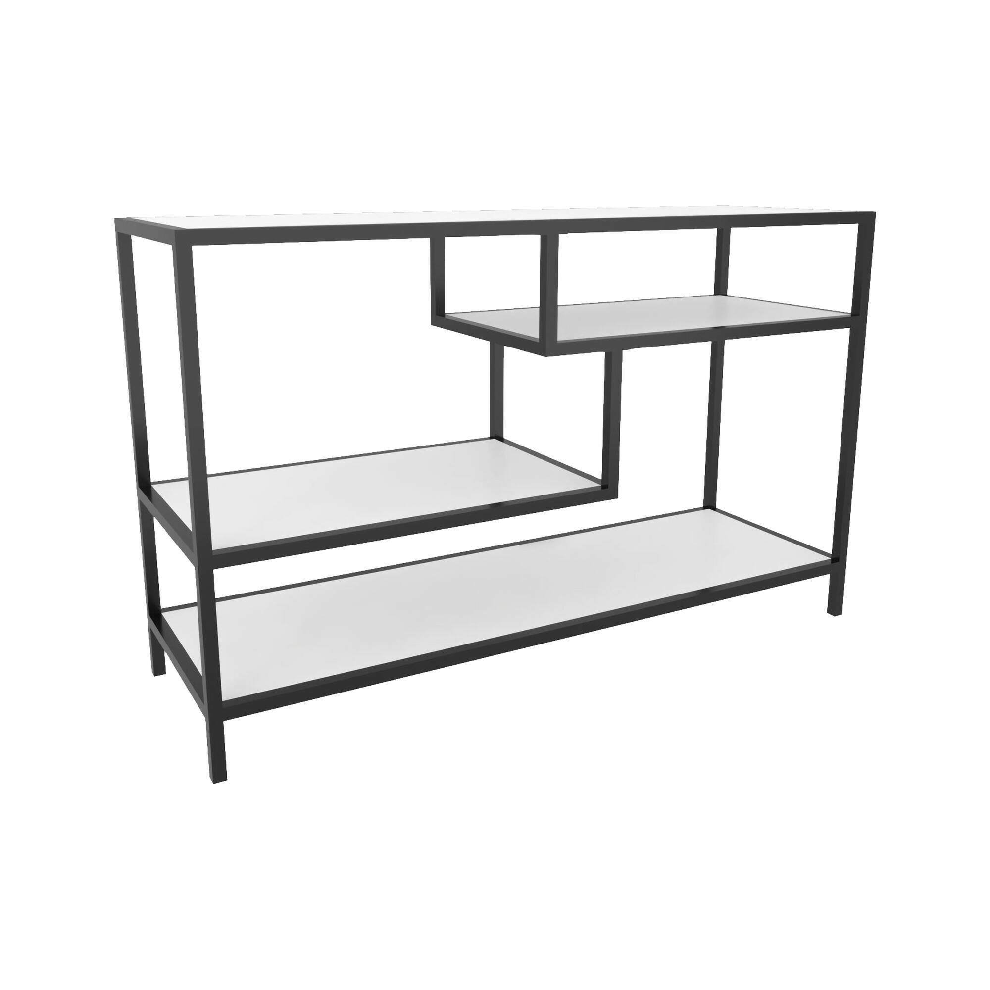 Meuble TV effet bois blanc noir 120×39 cm