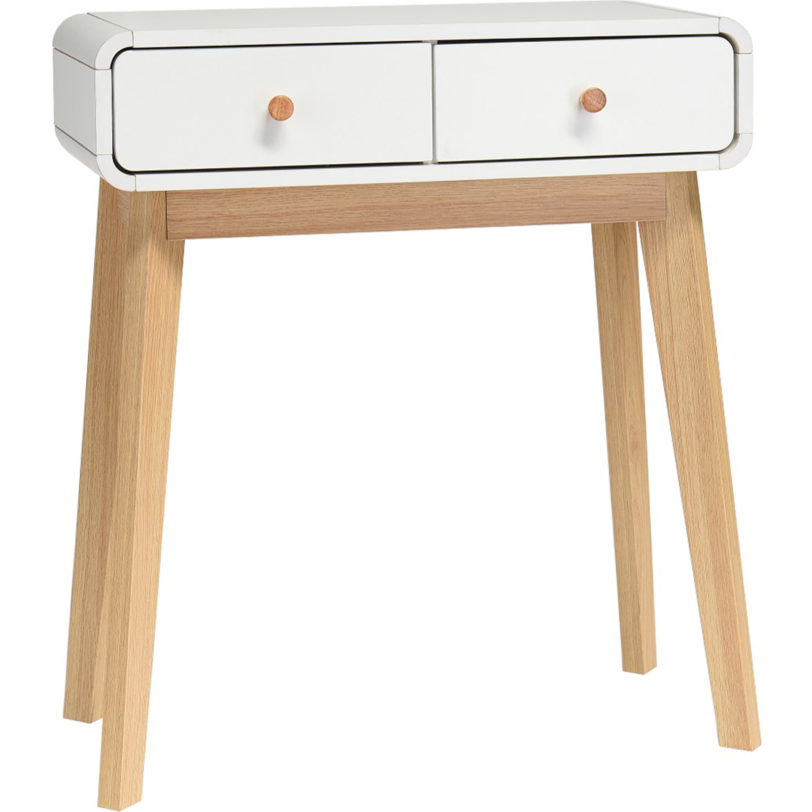 Table console avec 2 tiroirs en effet chêne blanc