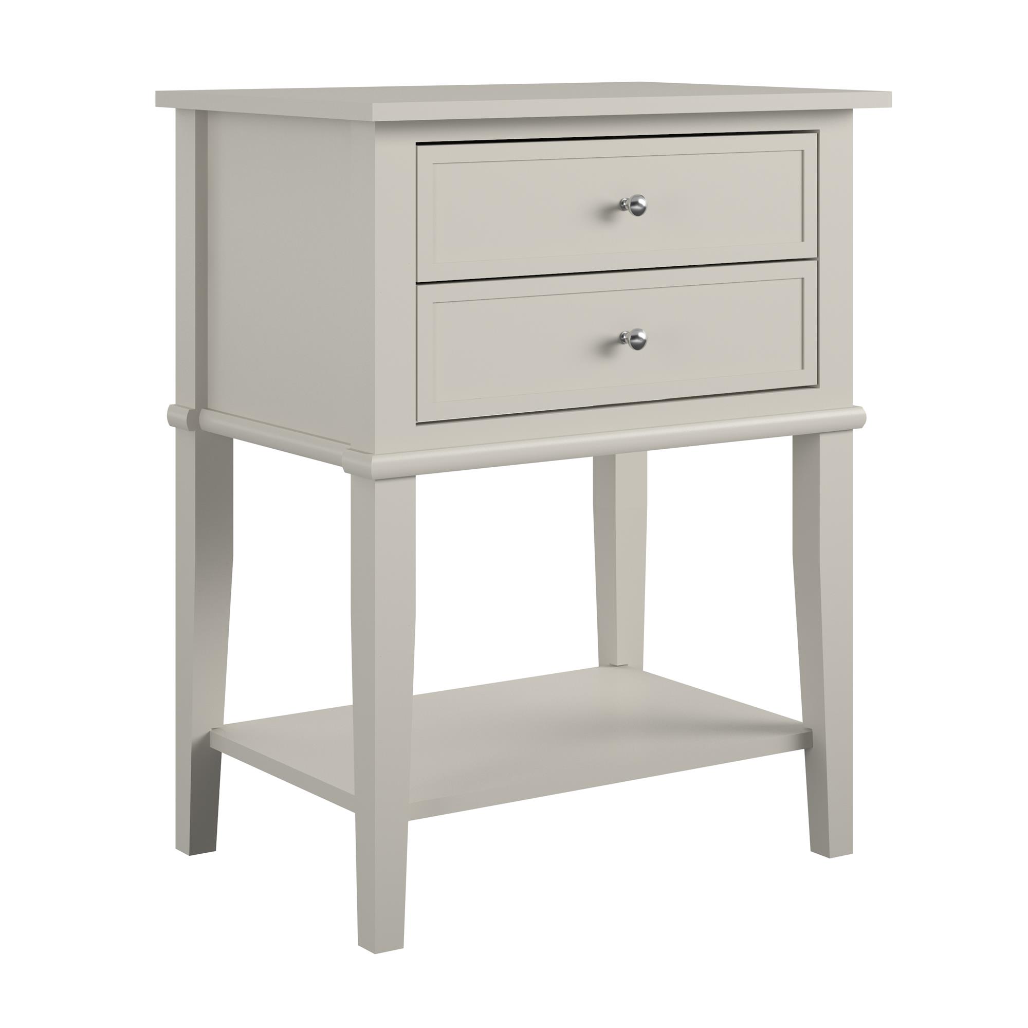 Table d&rsquo;appoint avec 2 tiroirs en mélaminé beige