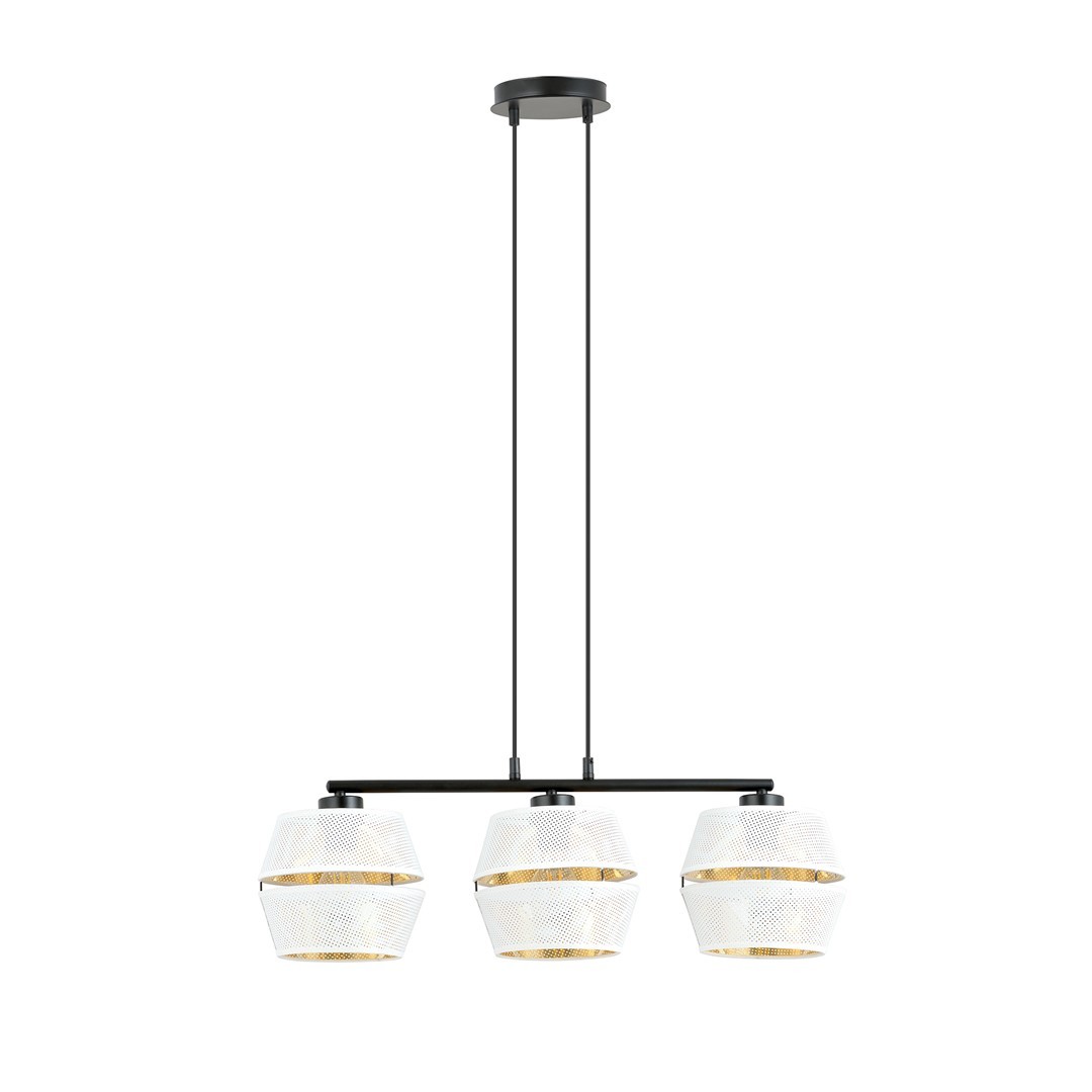Suspension en métal et abat-jour noir, H: 85cm