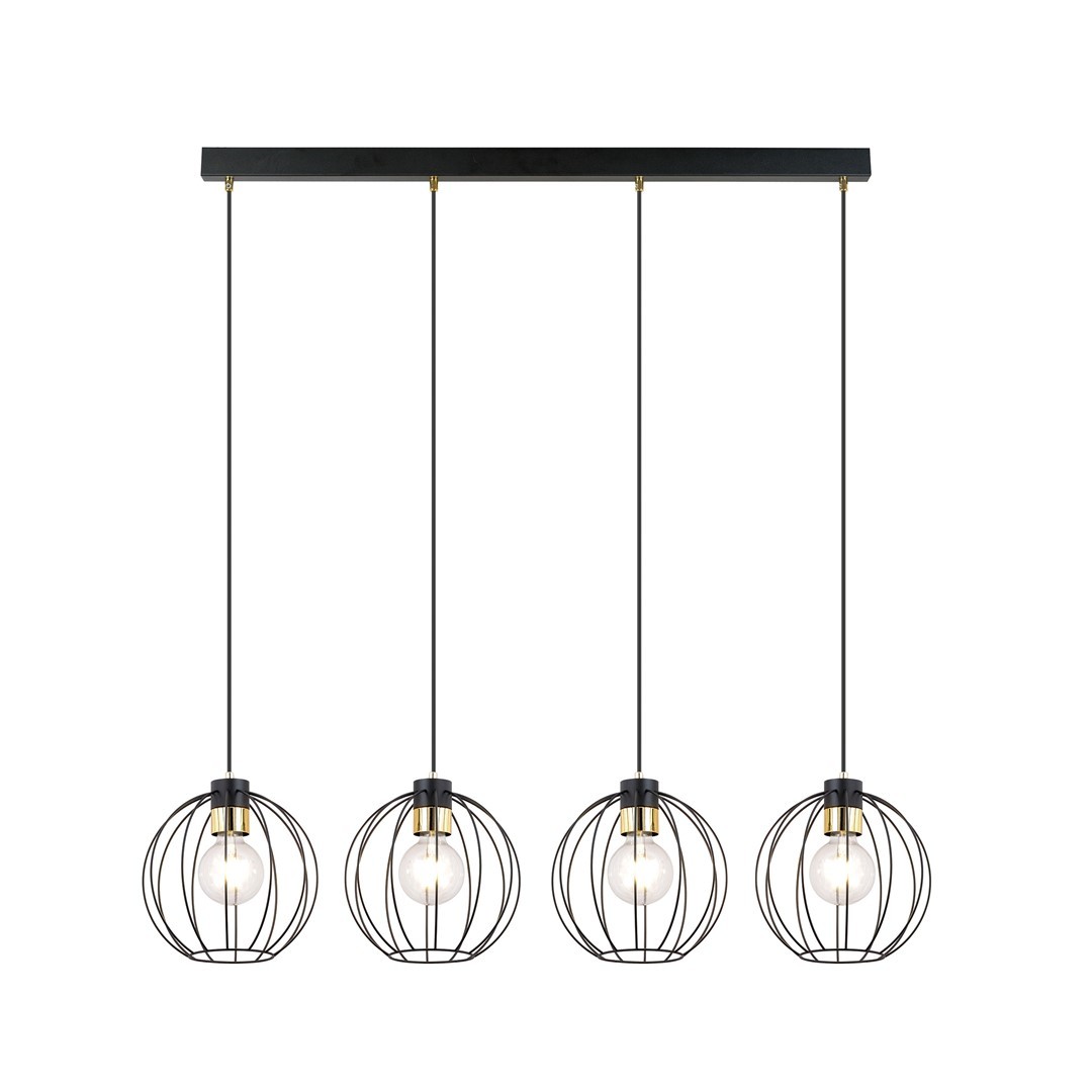 Suspension en métal noir et doré, H: 120cm