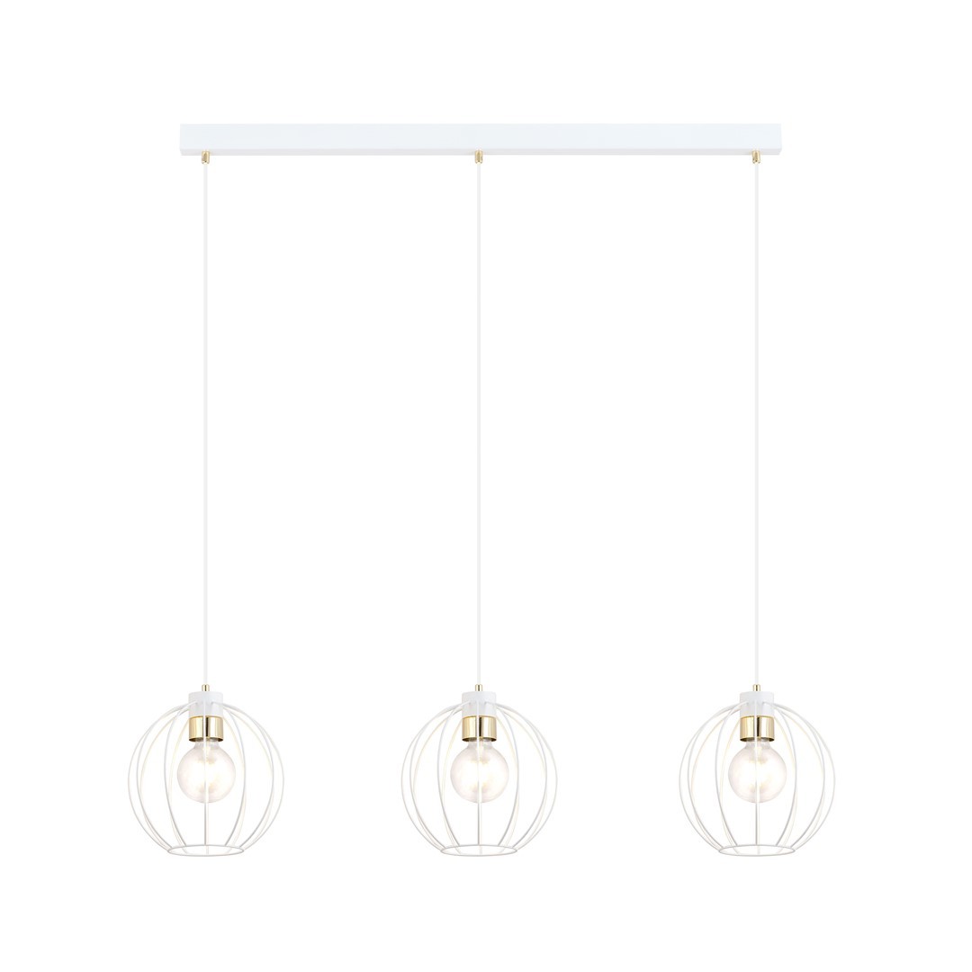Suspension en métal blanc et doré, H: 120cm