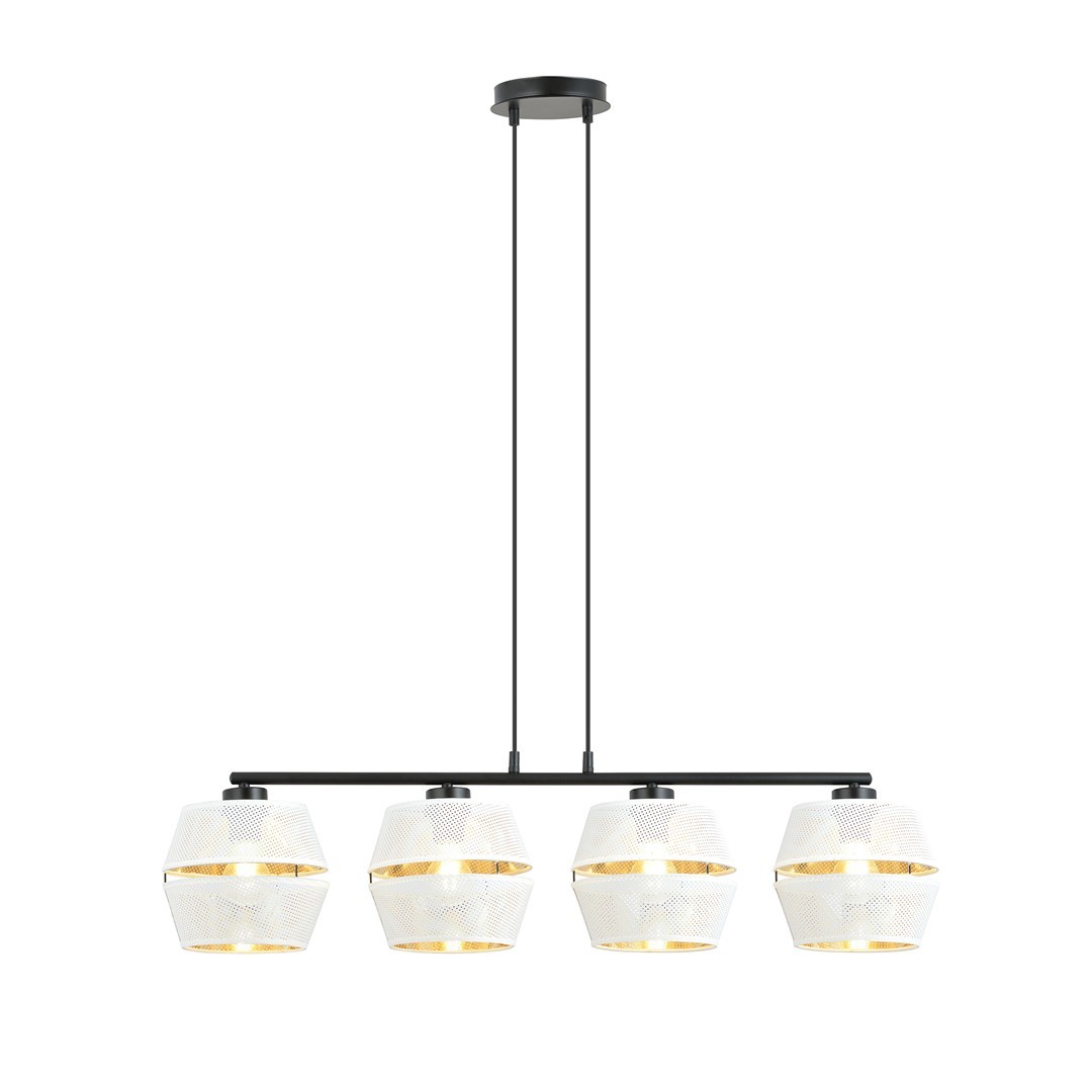 Suspension en métal et abat-jour noir, H: 85cm