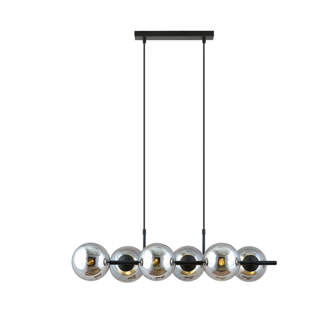 Suspension en métal et verre noir, H: 110cm
