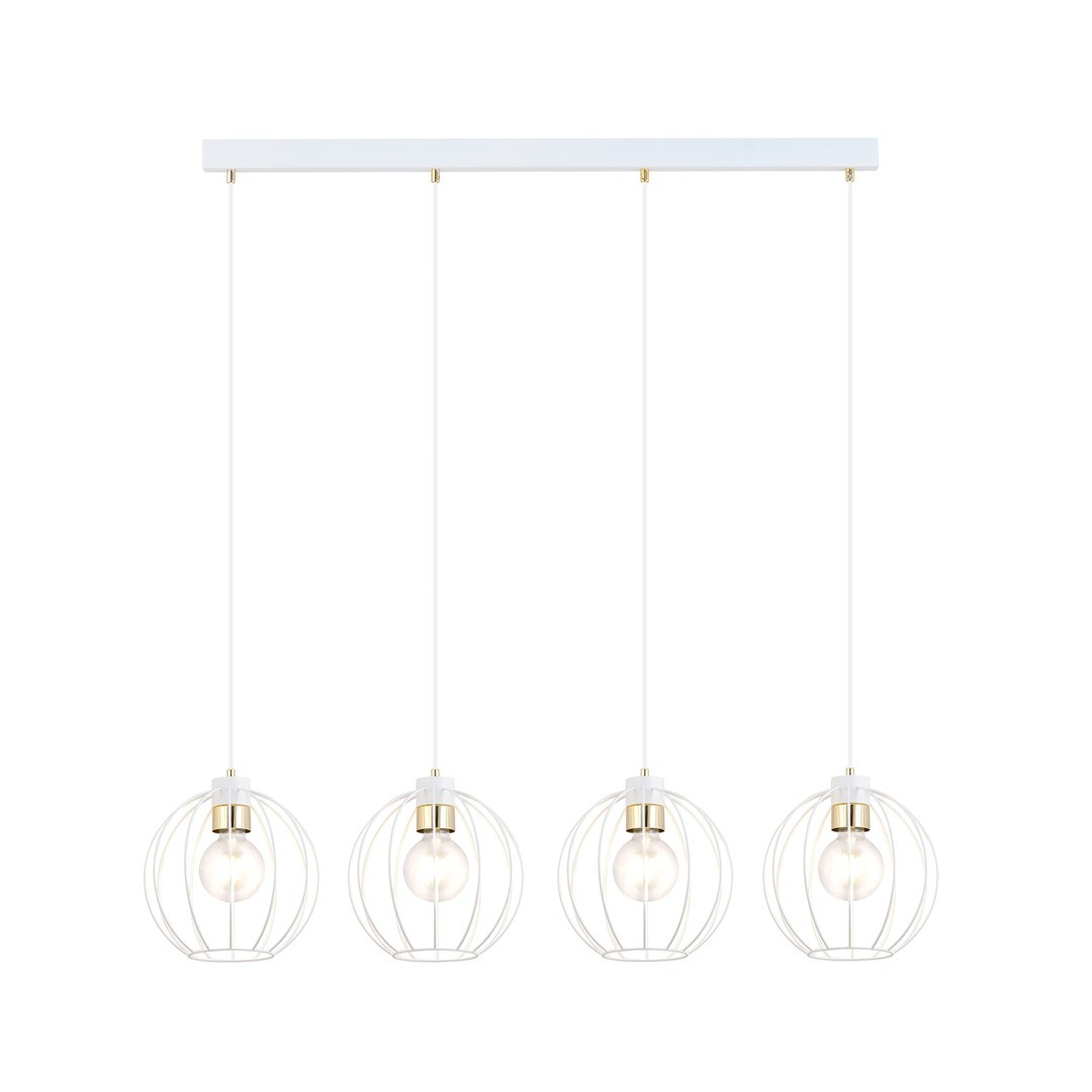 Suspension en métal blanc et doré, H: 120cm