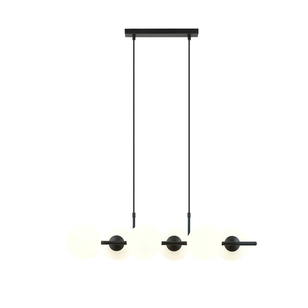 Suspension en métal et verre noir, H: 110cm