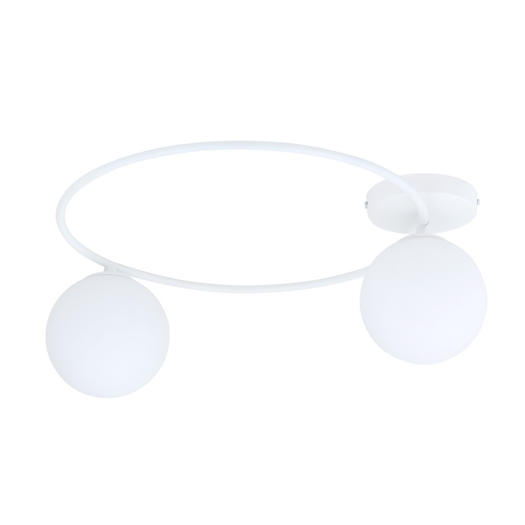 Suspension en métal et verre blanc, H: 20cm