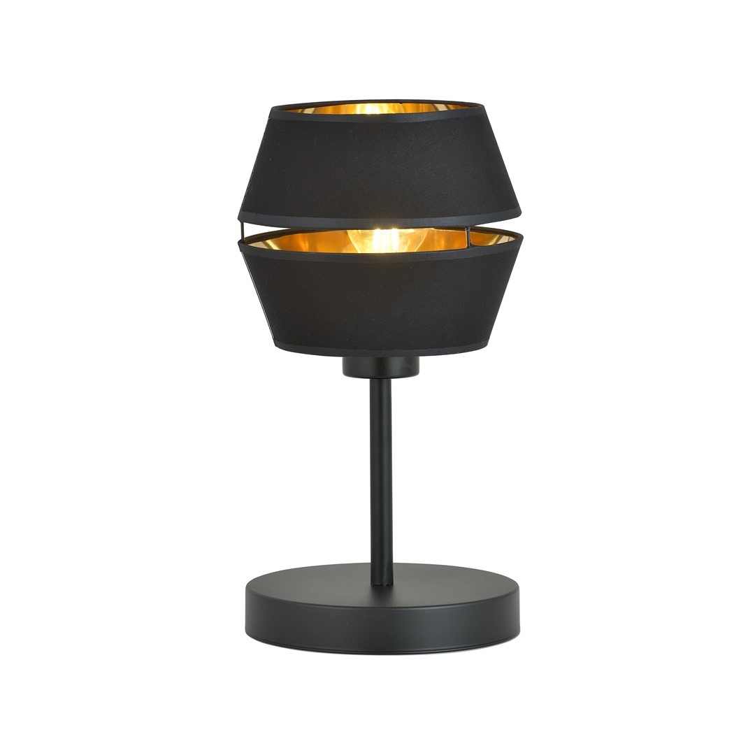Lampe à poser en métal et abat-jour noir, H: 30cm