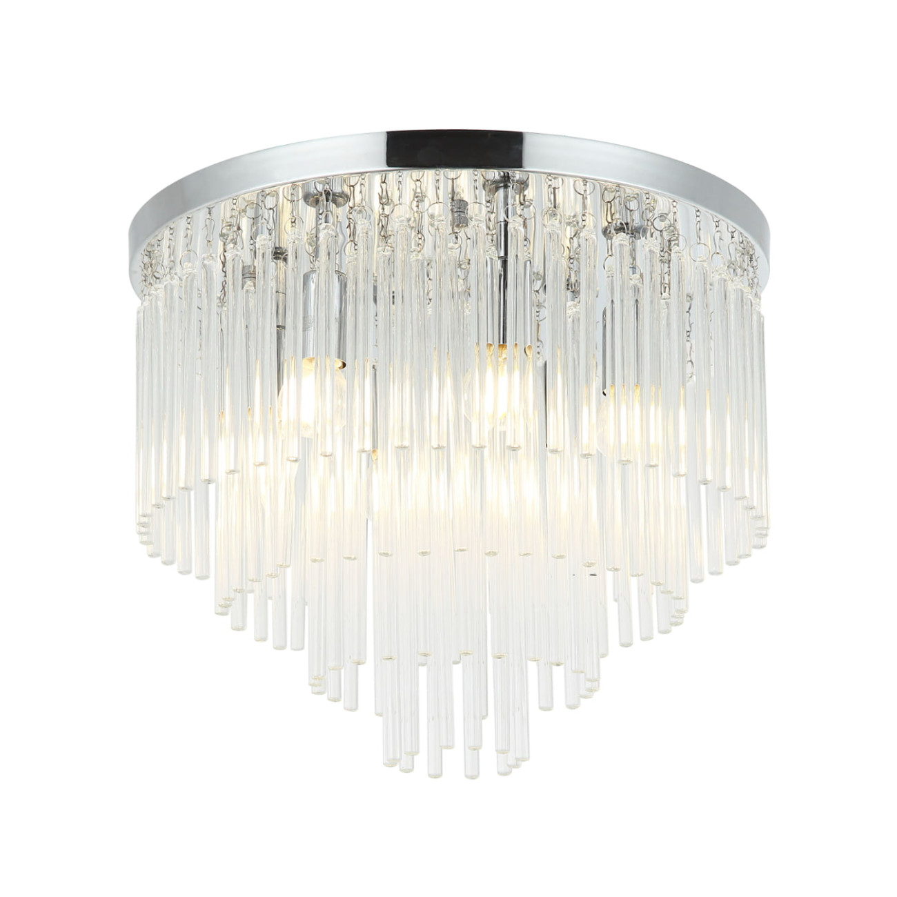 Plafonnier en verre Transparent et chromé 42 cm