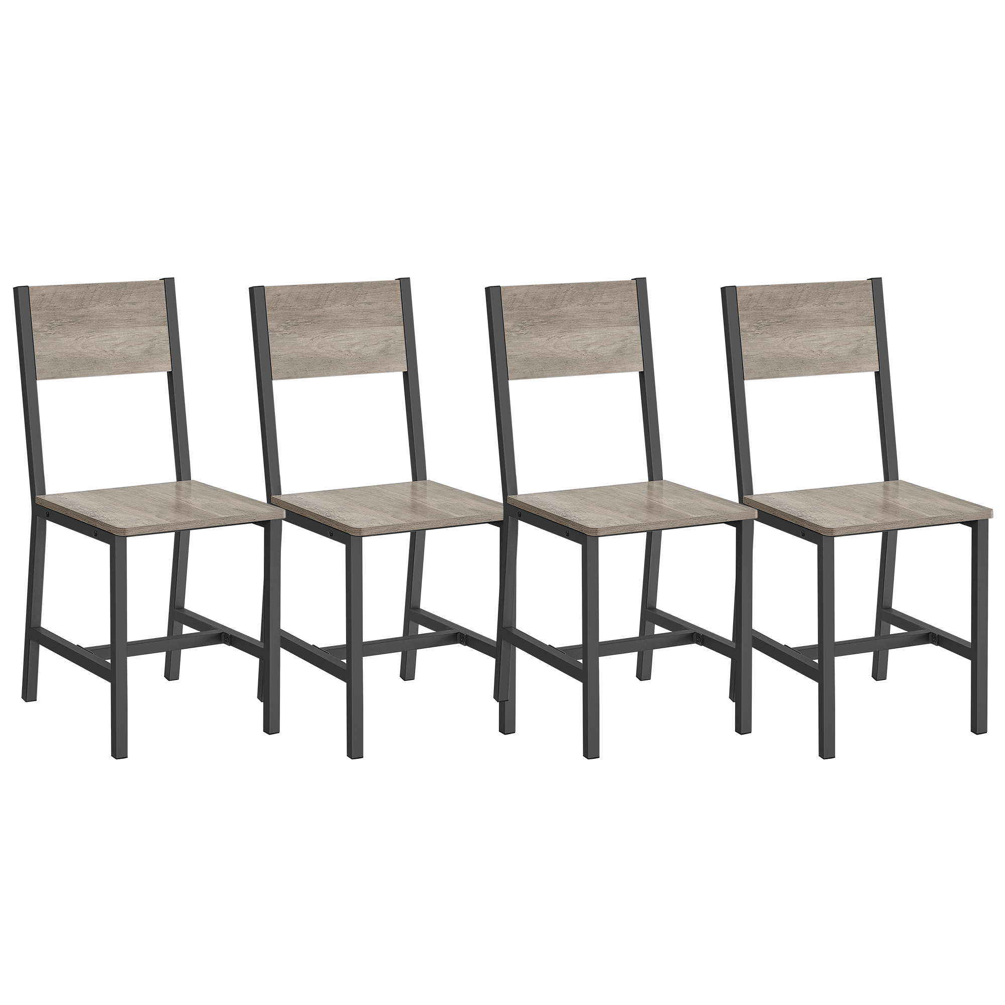 Lot de 4 chaises de salle à manger cadre en acier grège chiné et gris