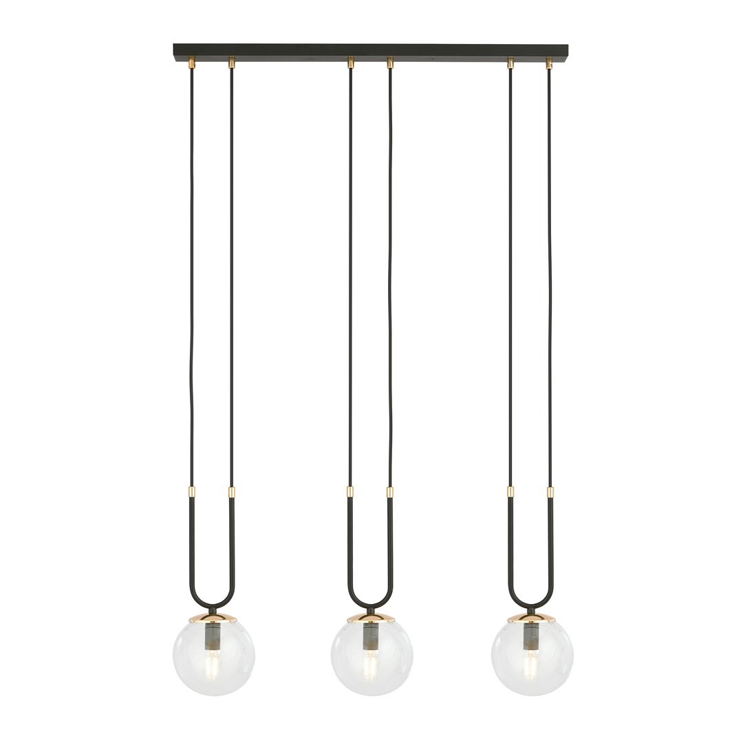 Suspension en métal et verre noir, H: 115cm