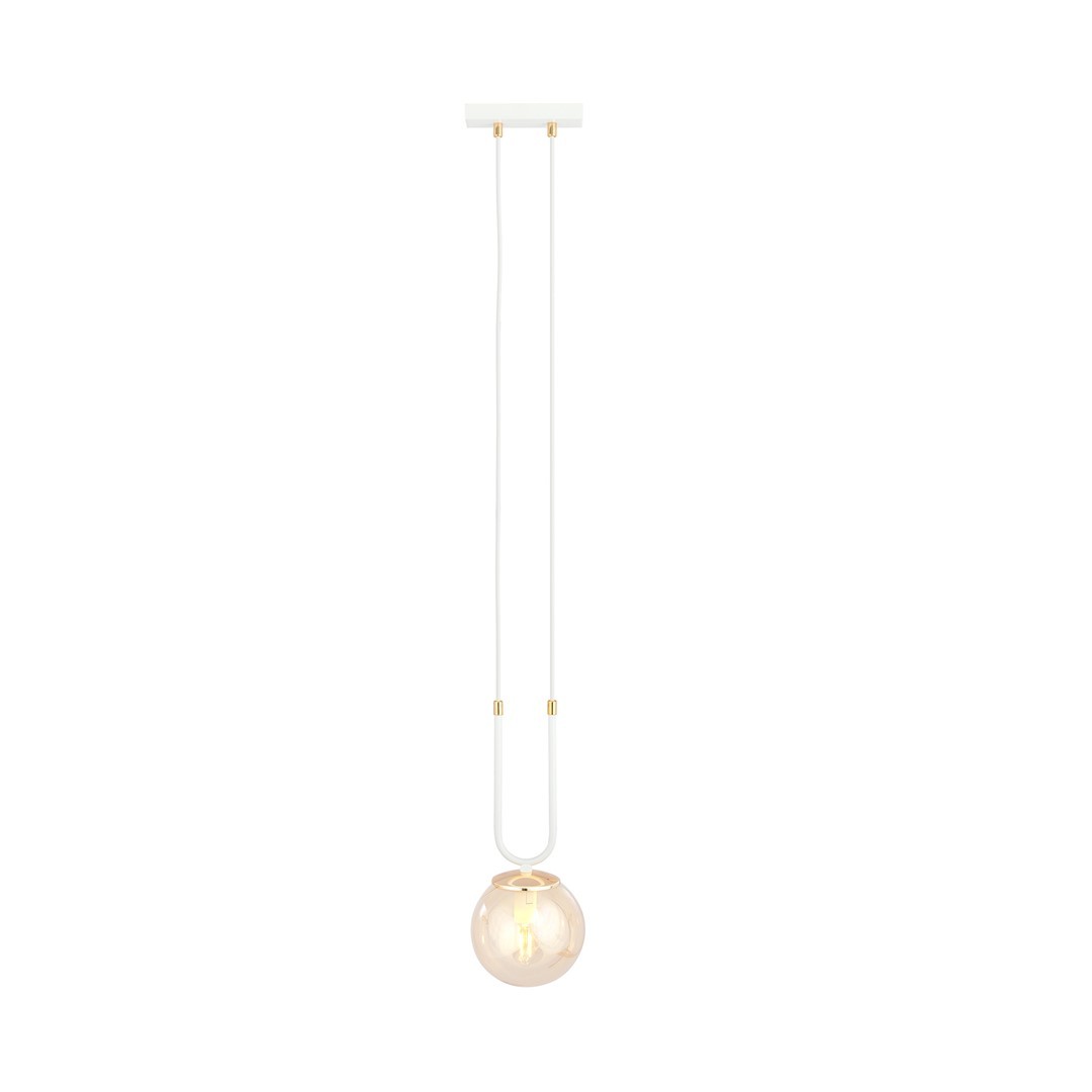 Suspension en métal et verre blanc, H: 115cm