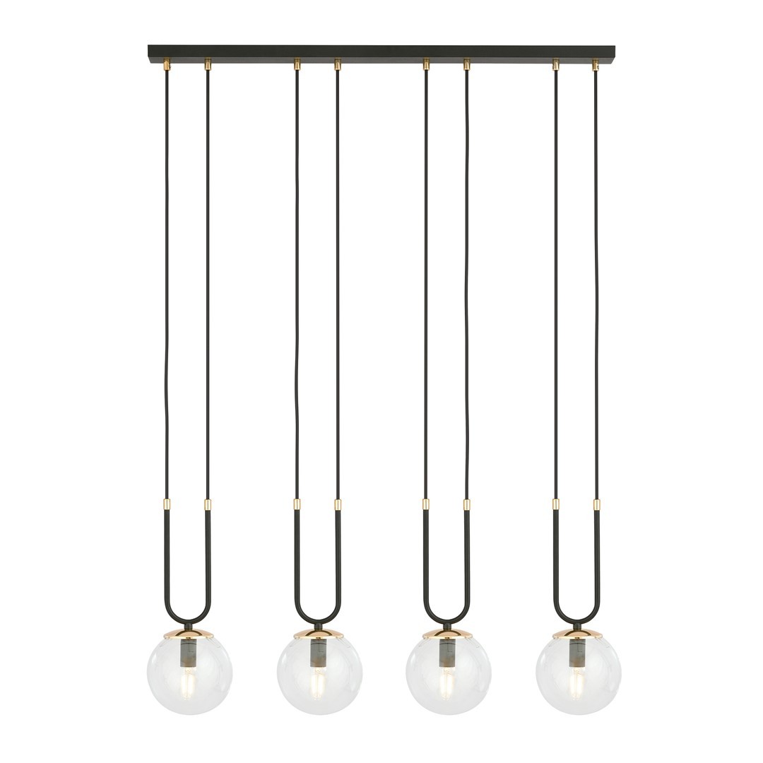 Suspension en métal et verre noir, H: 115cm
