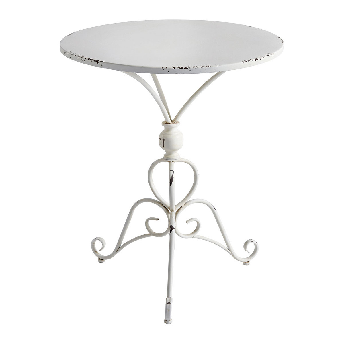 Table de jardin ronde en métal blanc – 60 x 60 x 72 cm