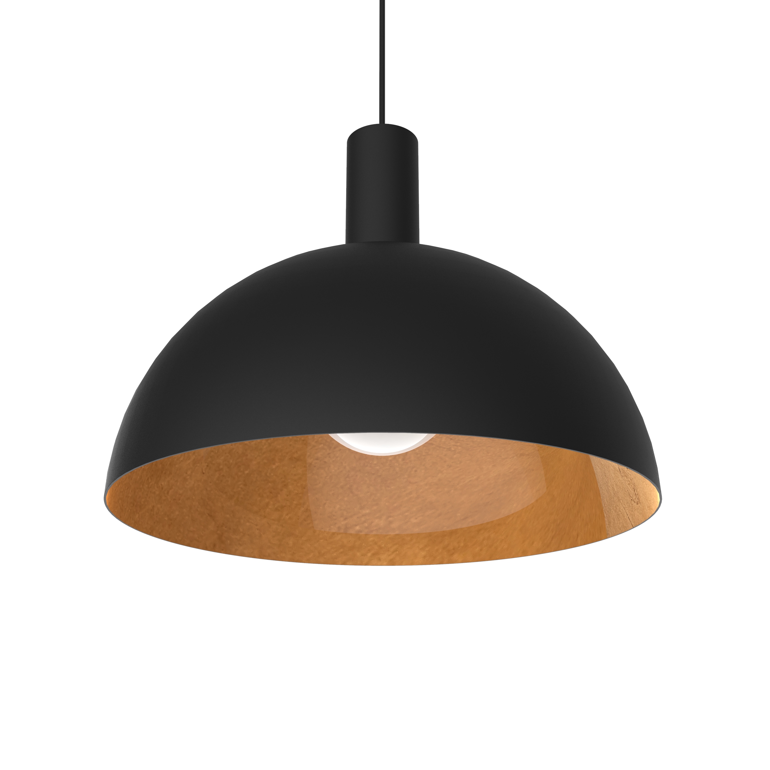 Suspension en métal noir et feuille d’or interne E27