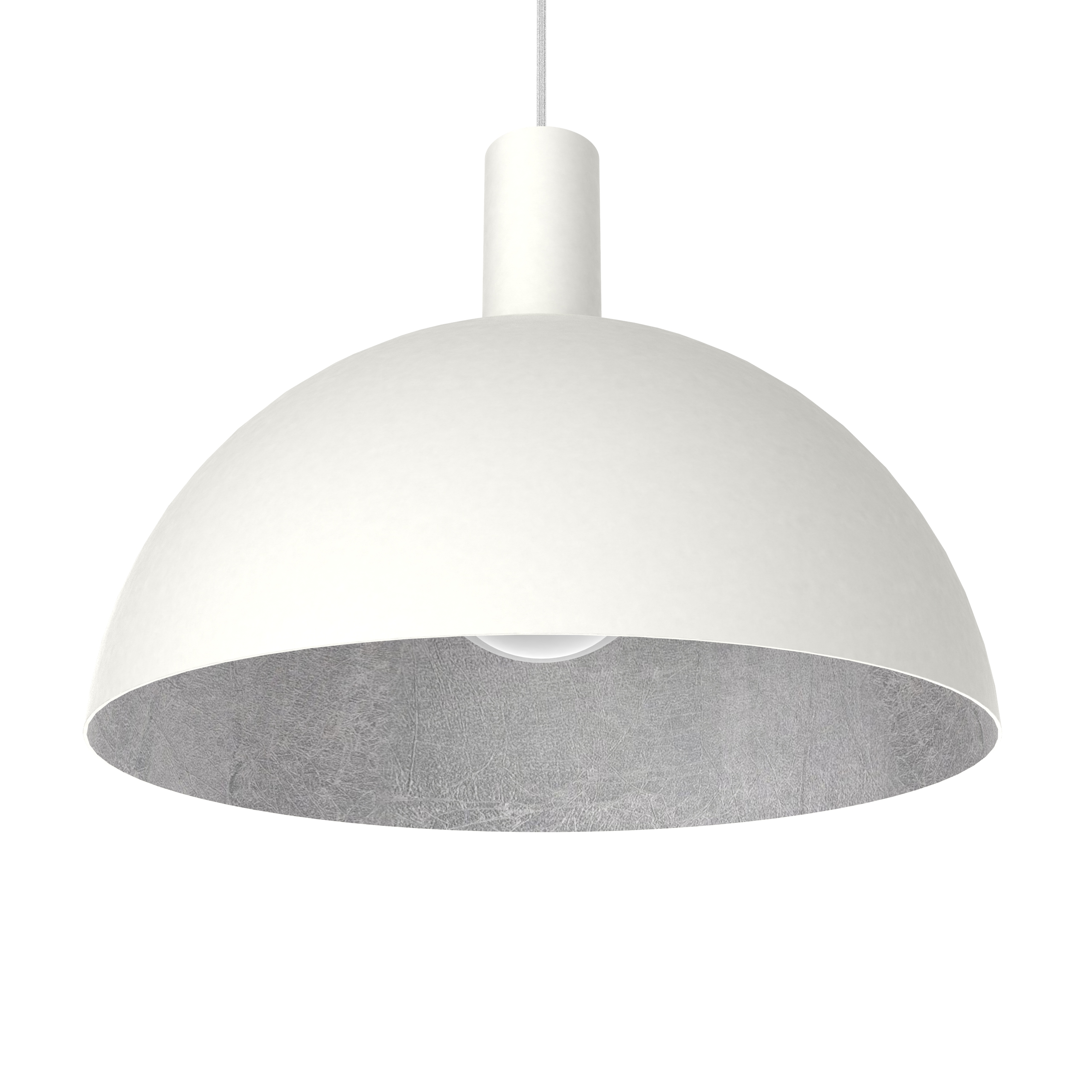 Suspension en métal blanc et feuille d&rsquo;argent interne E27