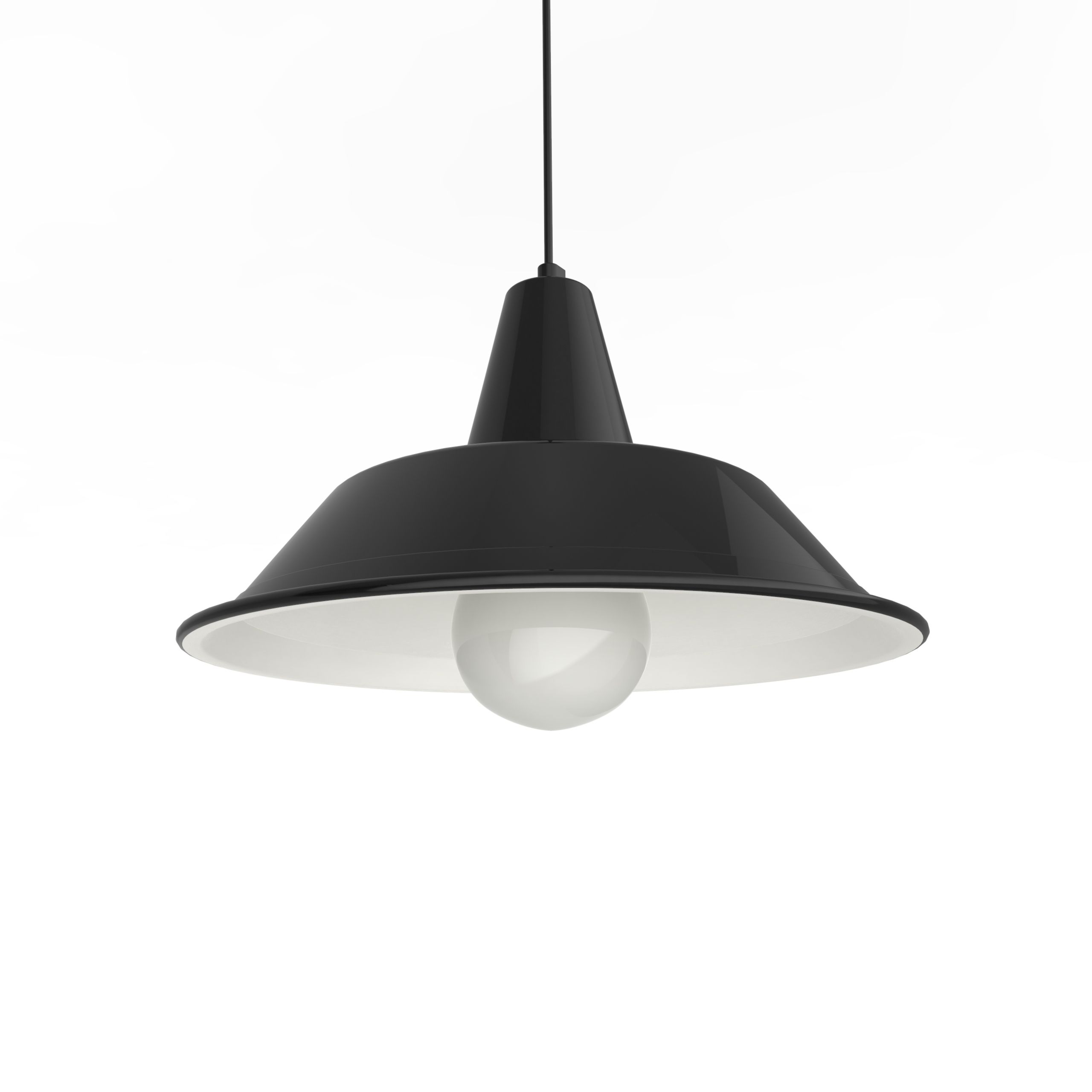 Suspension en métal noir brillant et blanc interne E27