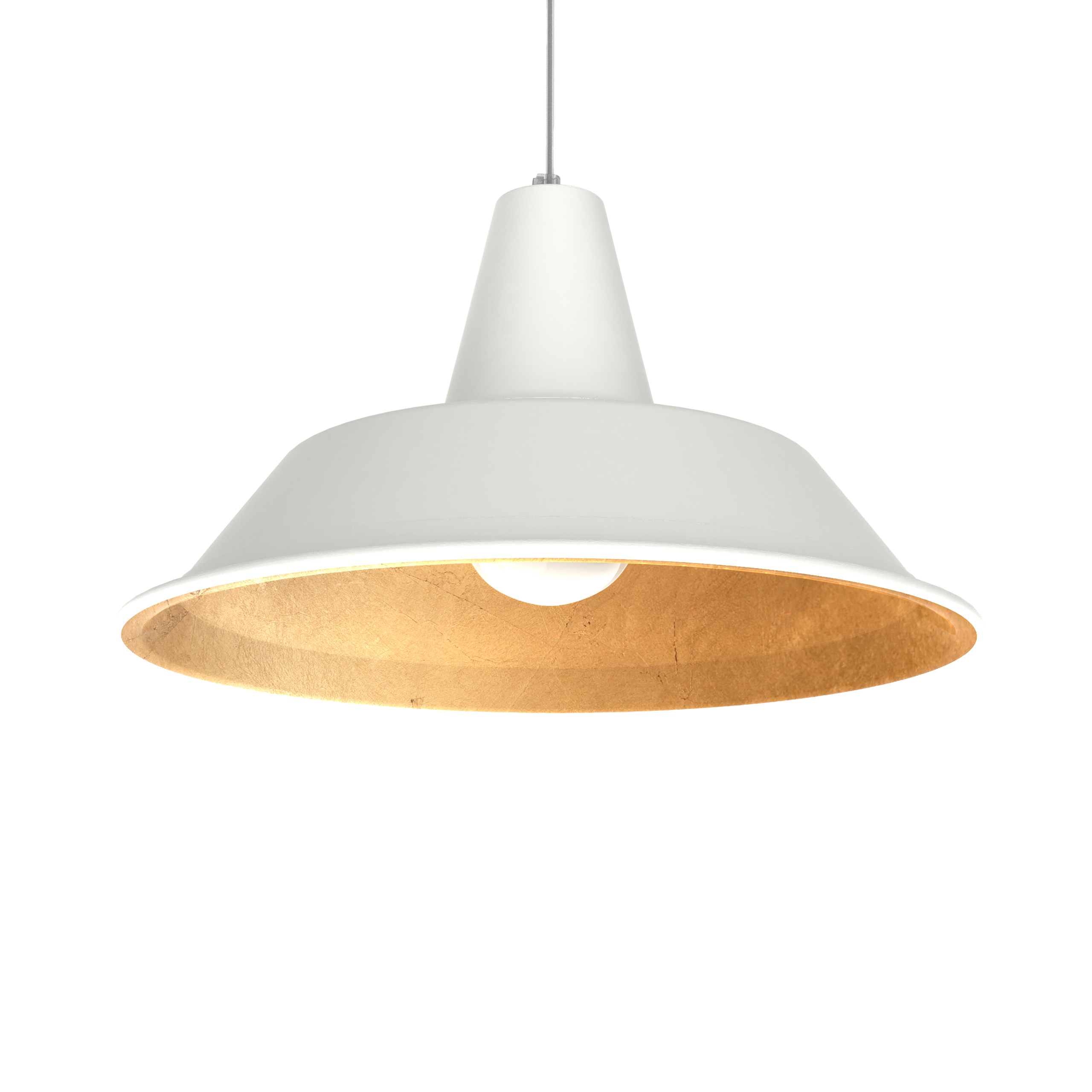 Suspension en métal blanc et feuille d&rsquo;or interne E27