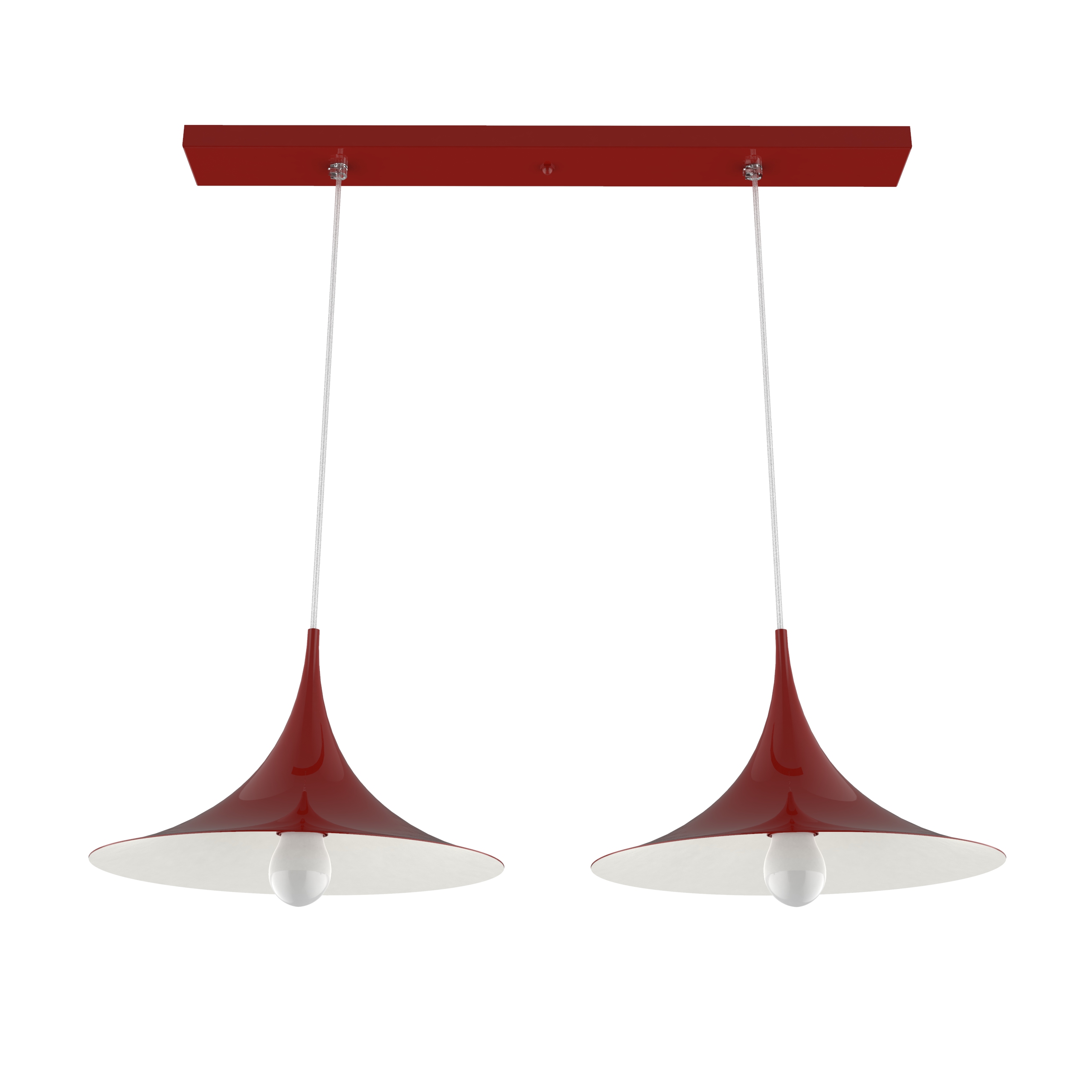 Suspension en métal rouge brillant et blanc interne E27