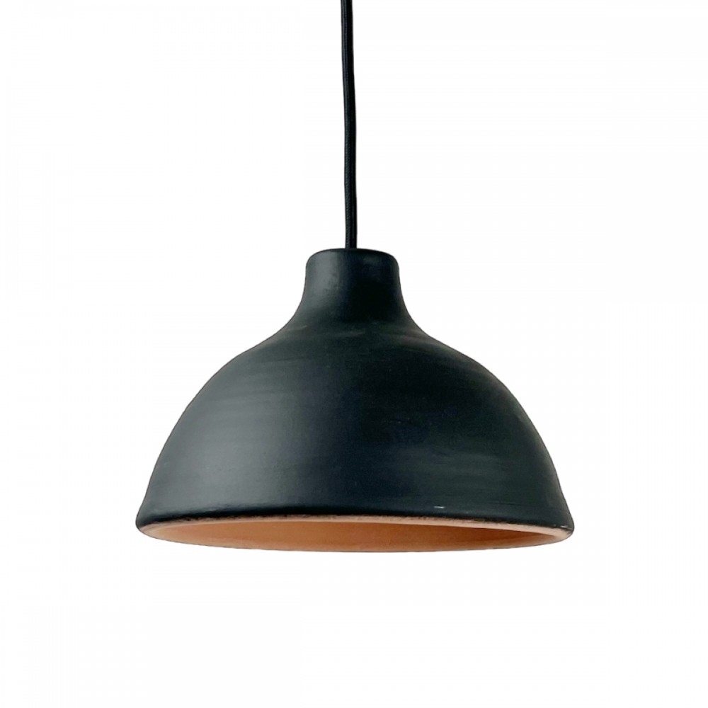 Suspension en terre cuite charbon D.20cm