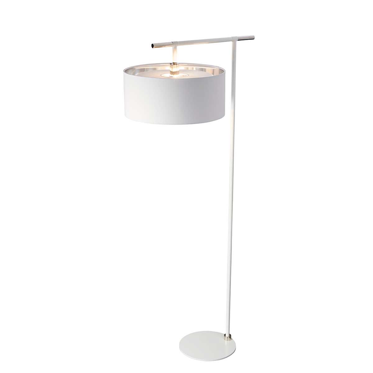 Lampadaire en métal  blanc,nickel poli H:161,6cm