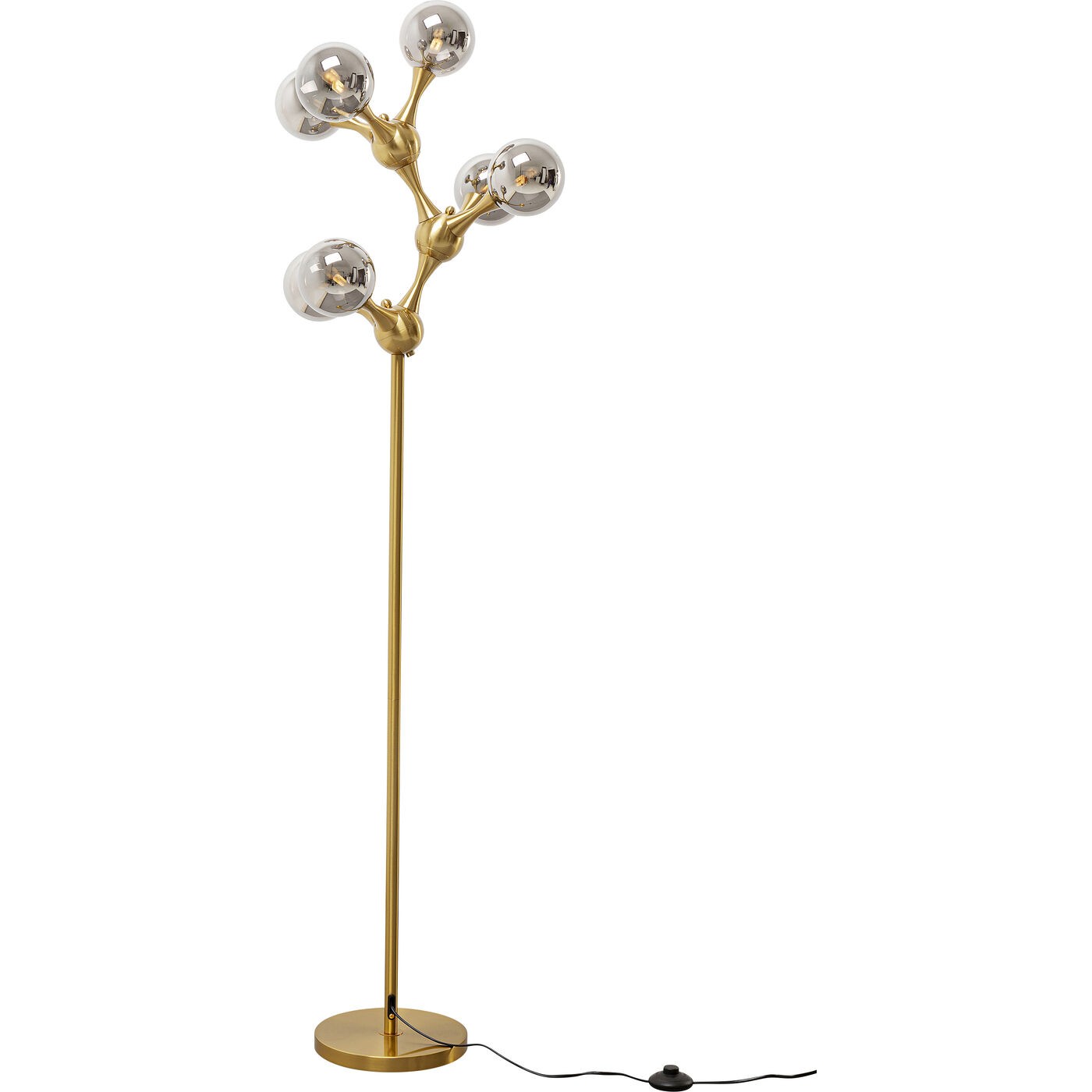 Lampadaire en verre et acier doré