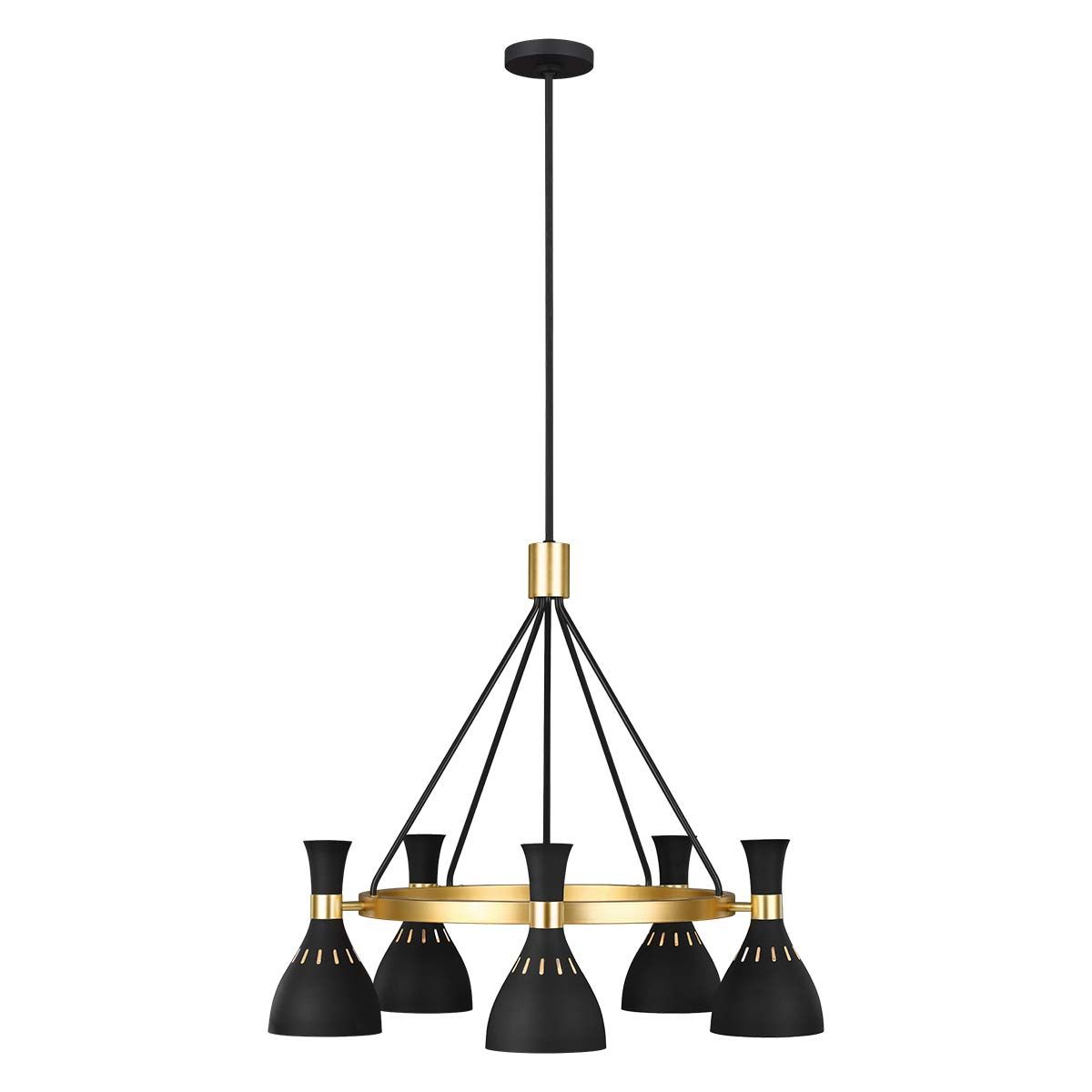 Lustre en métal noir minuit / laiton bruni
