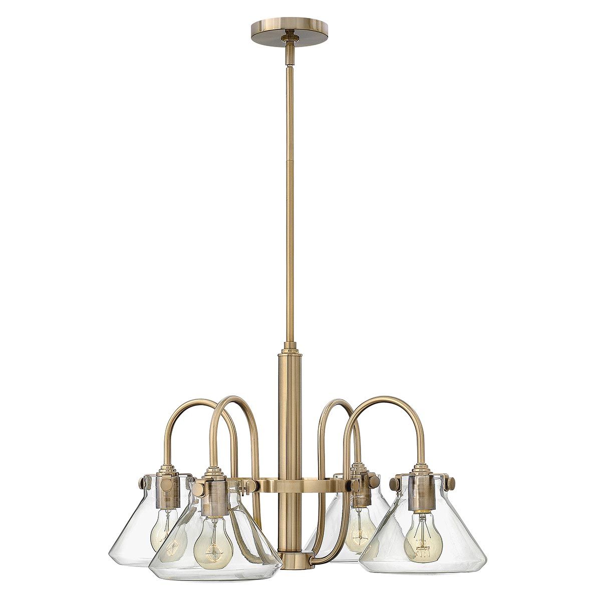 Lustre en verre et métal caramel brossé