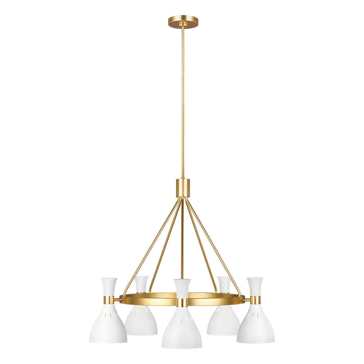 Lustre en métal blanc mat / laiton bruni