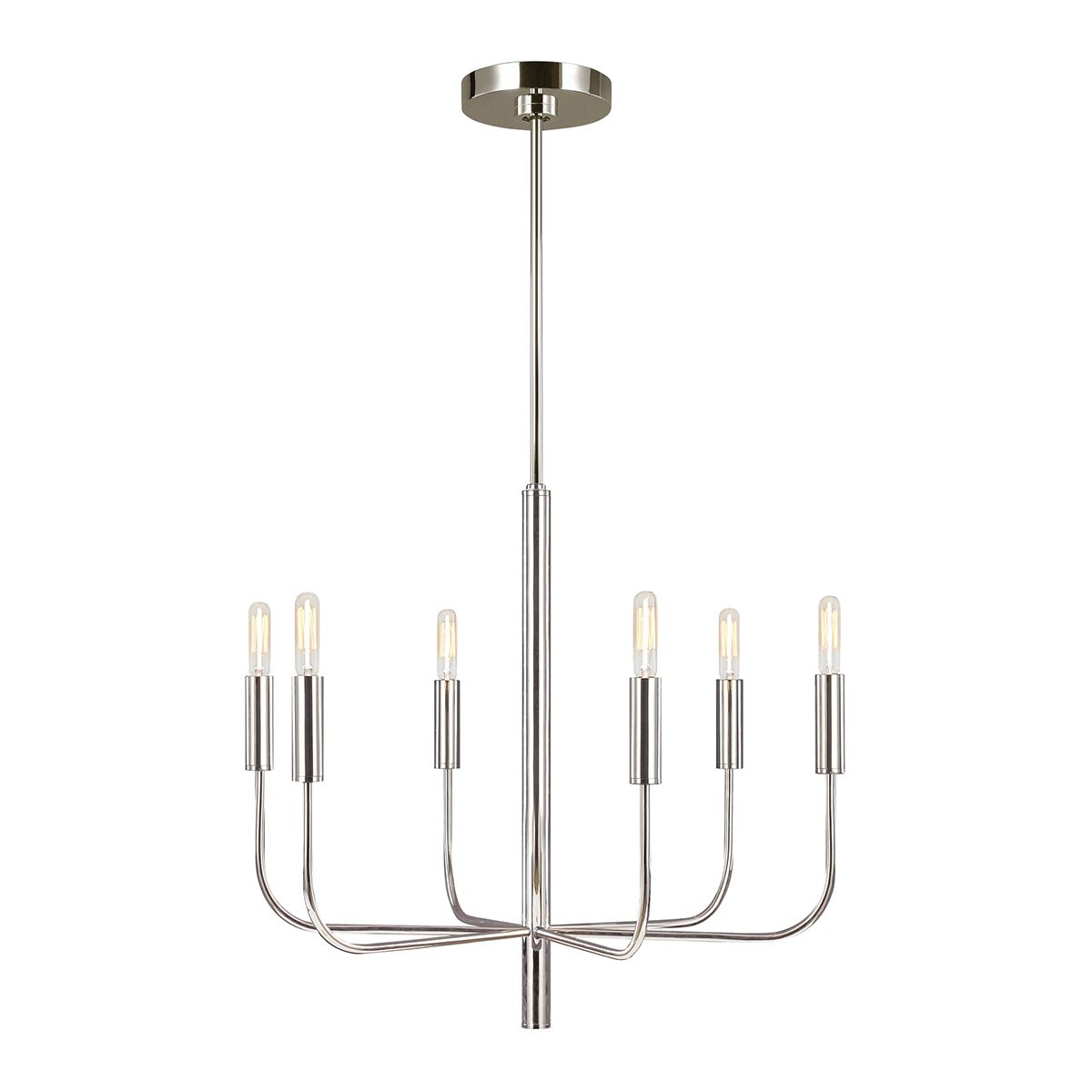 Lustre en métal et abat-jour en lin nickel poli